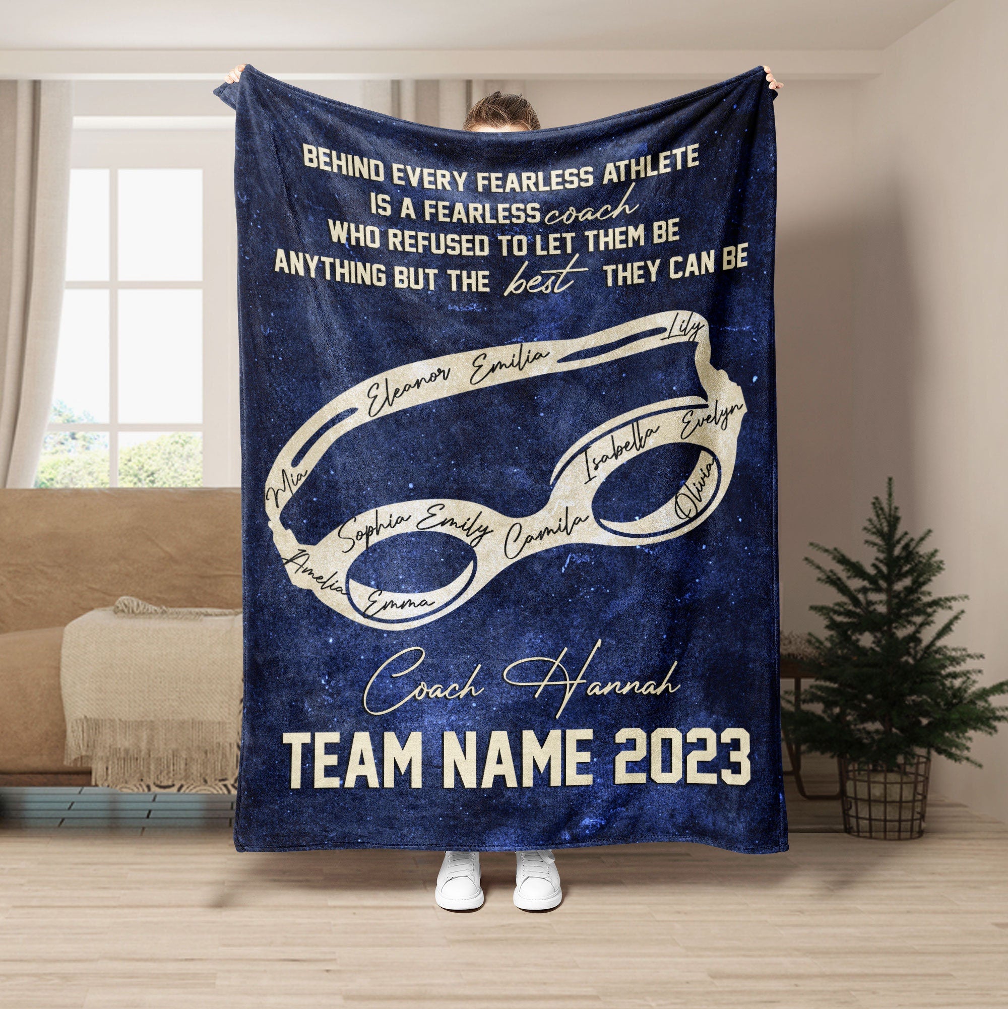 Petmytshirt Swim Blanket Swim Coach Blanket Custom Team Name Appreciation Gift for Coach