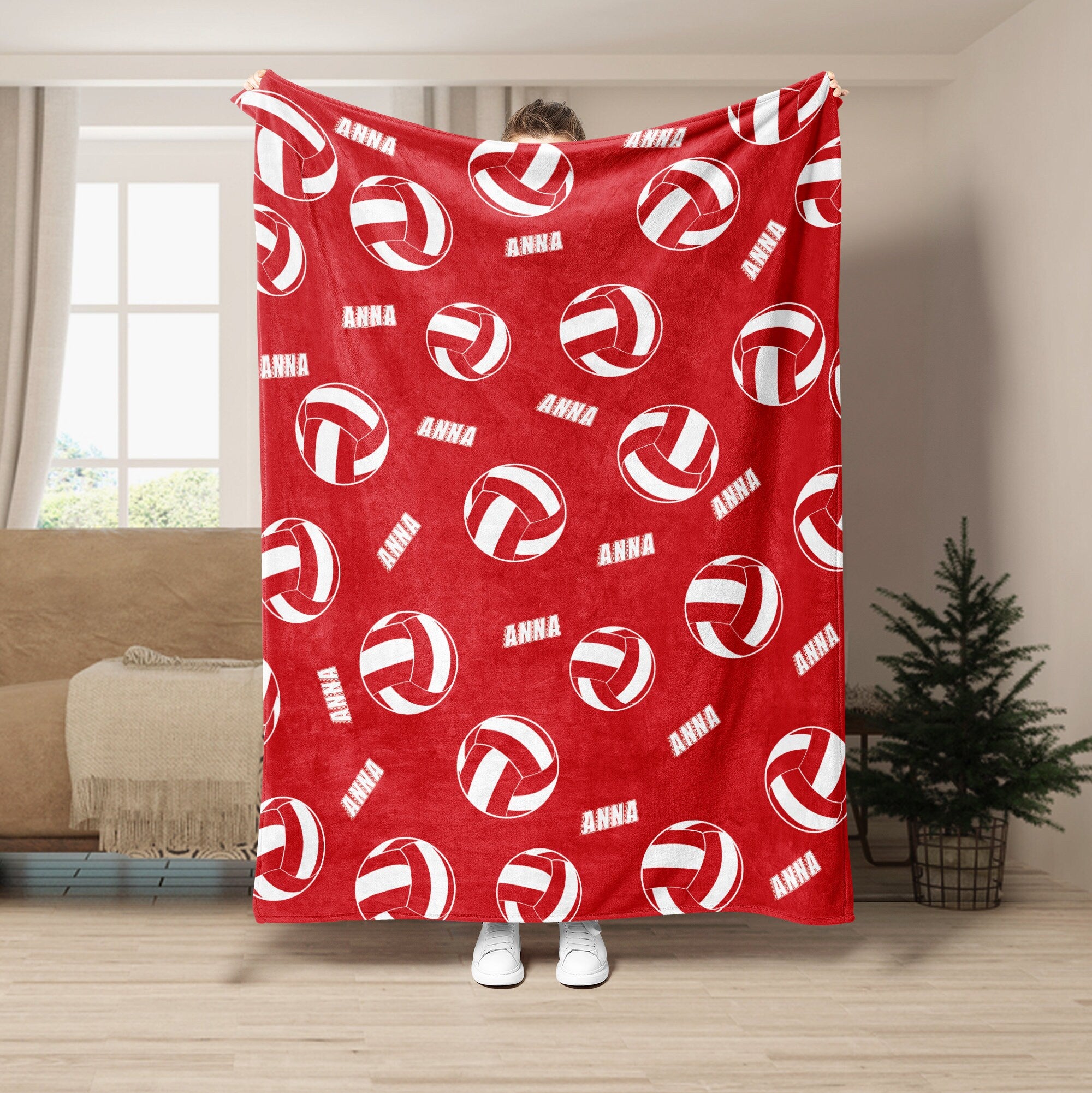 Petmytshirt Volleyball Blanket Custom Name Soft Cozy Sherpa Fleece Throw Blankets