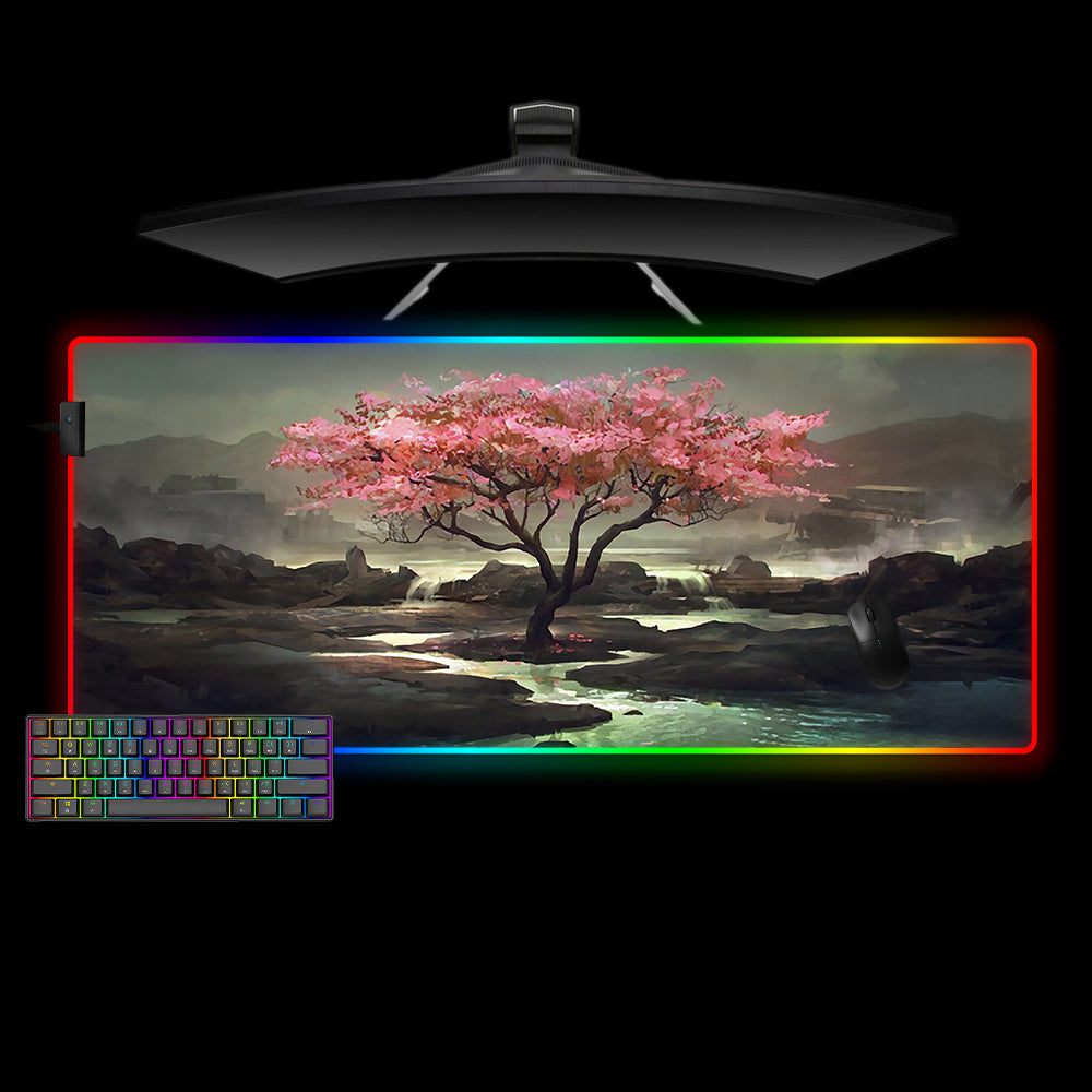 Allleftout Cherry Blossom Tree Design M-Xxl Size Rgb Gaming Mouse Pad, Computer Desk Mat