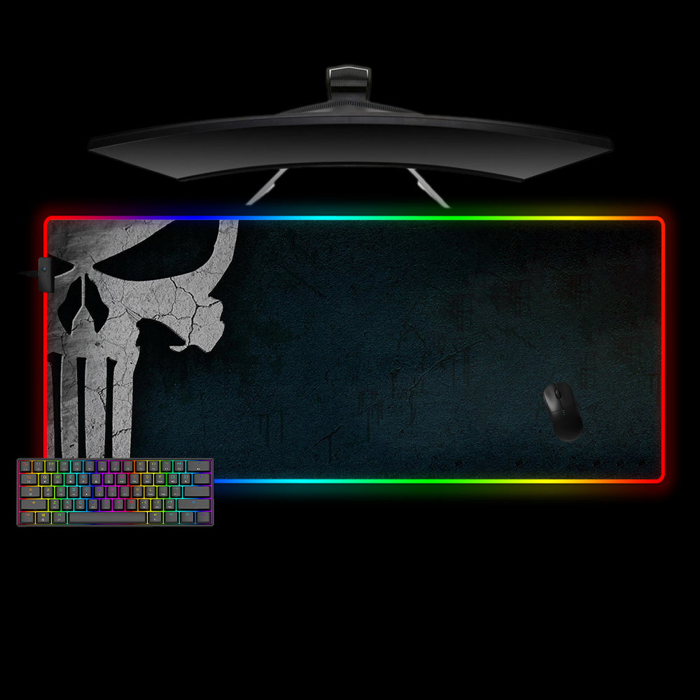 Allleftout Punisher Skull Design M-Xxl Size Rgb Gaming Mouse Pad, Computer Desk Mat