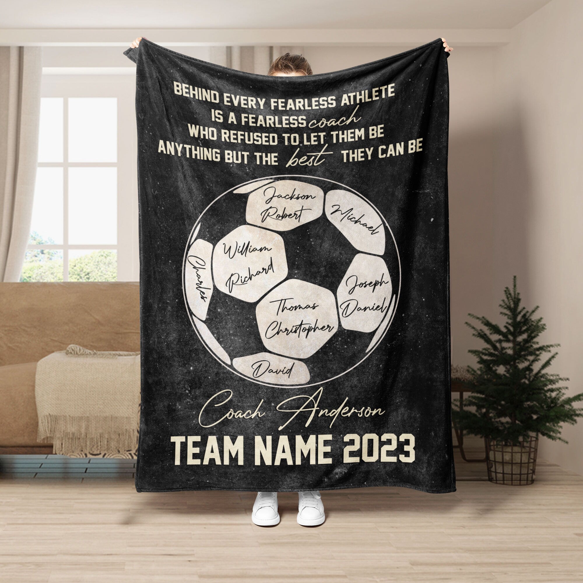 Petmytshirt Soccer Blanket Soccer Coach Blanket Custom Team Name Appreciation Gift for Coach