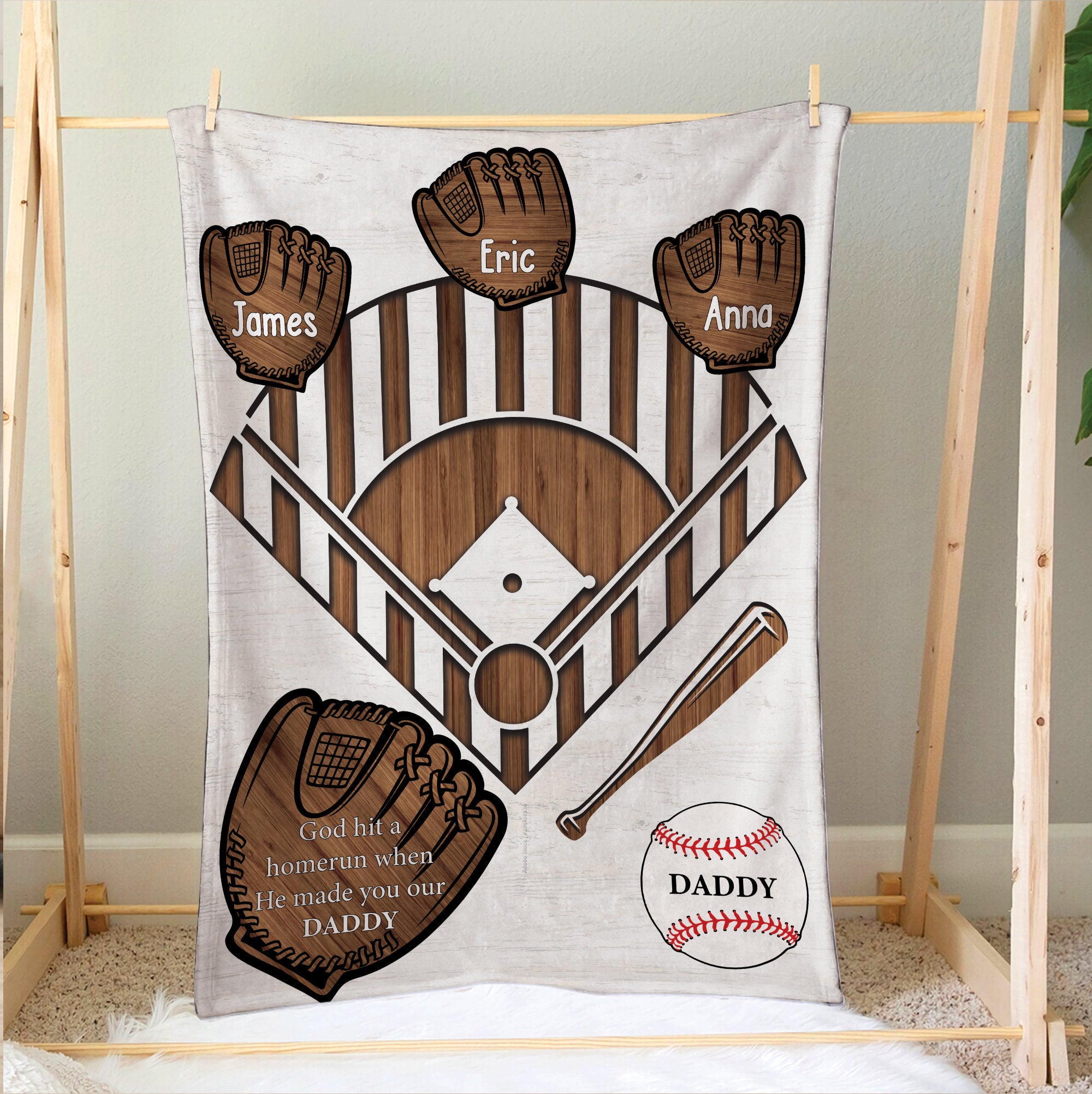 Petmytshirt Baseball Blanket Baseball Dad Custom Baseball Gift for Dad Grandpa Father's Day Gift