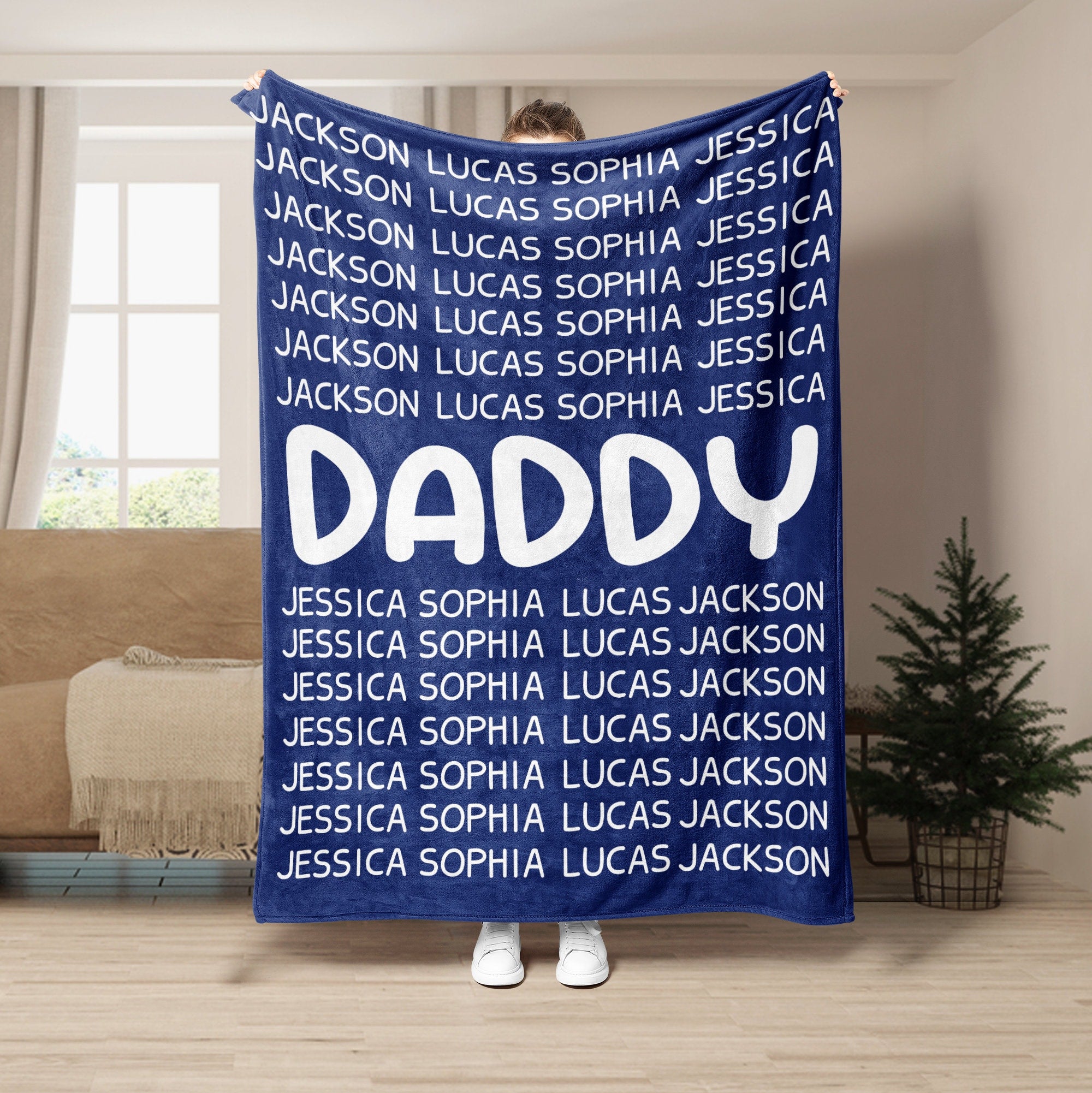 Petmytshirt Dad Blanket Grandpa Blanket Custom Names Father's Day Gift