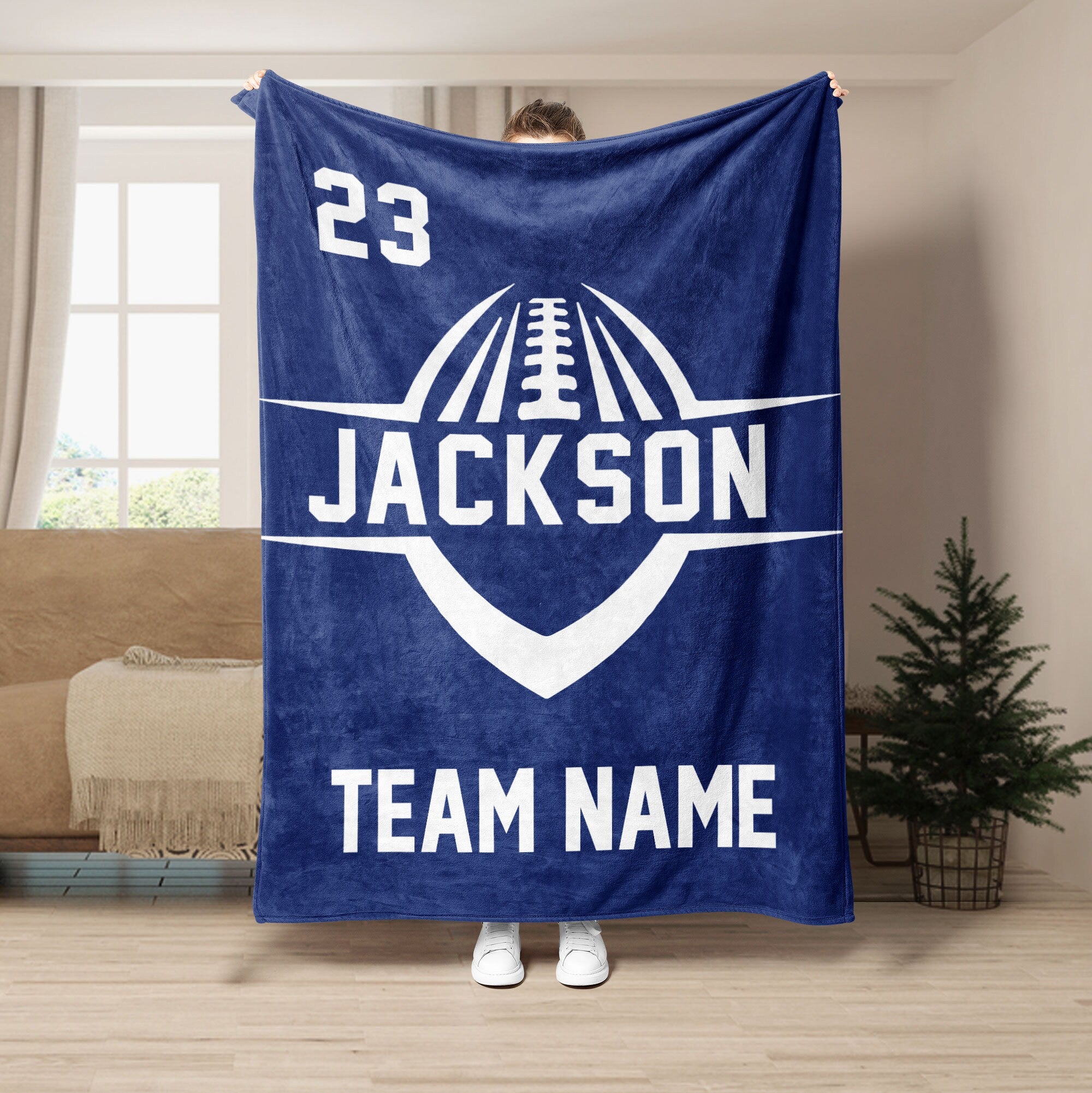 Petmytshirt Football Blanket Custom Football Team Football Gift for Team Son Kid Dad Husband