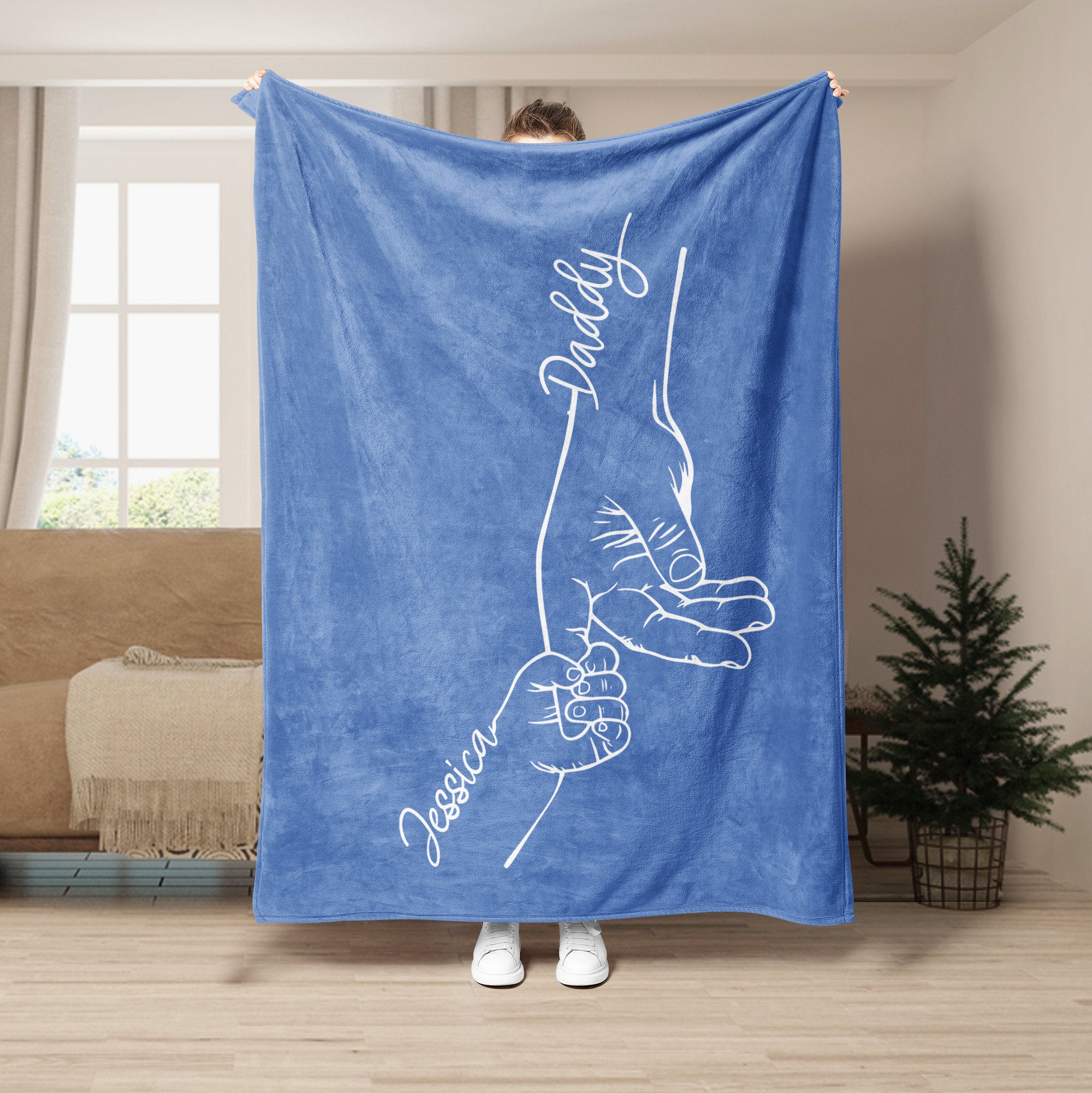 Petmytshirt Dad Blanket Kids Grab Daddy Hands Blanket Custom 