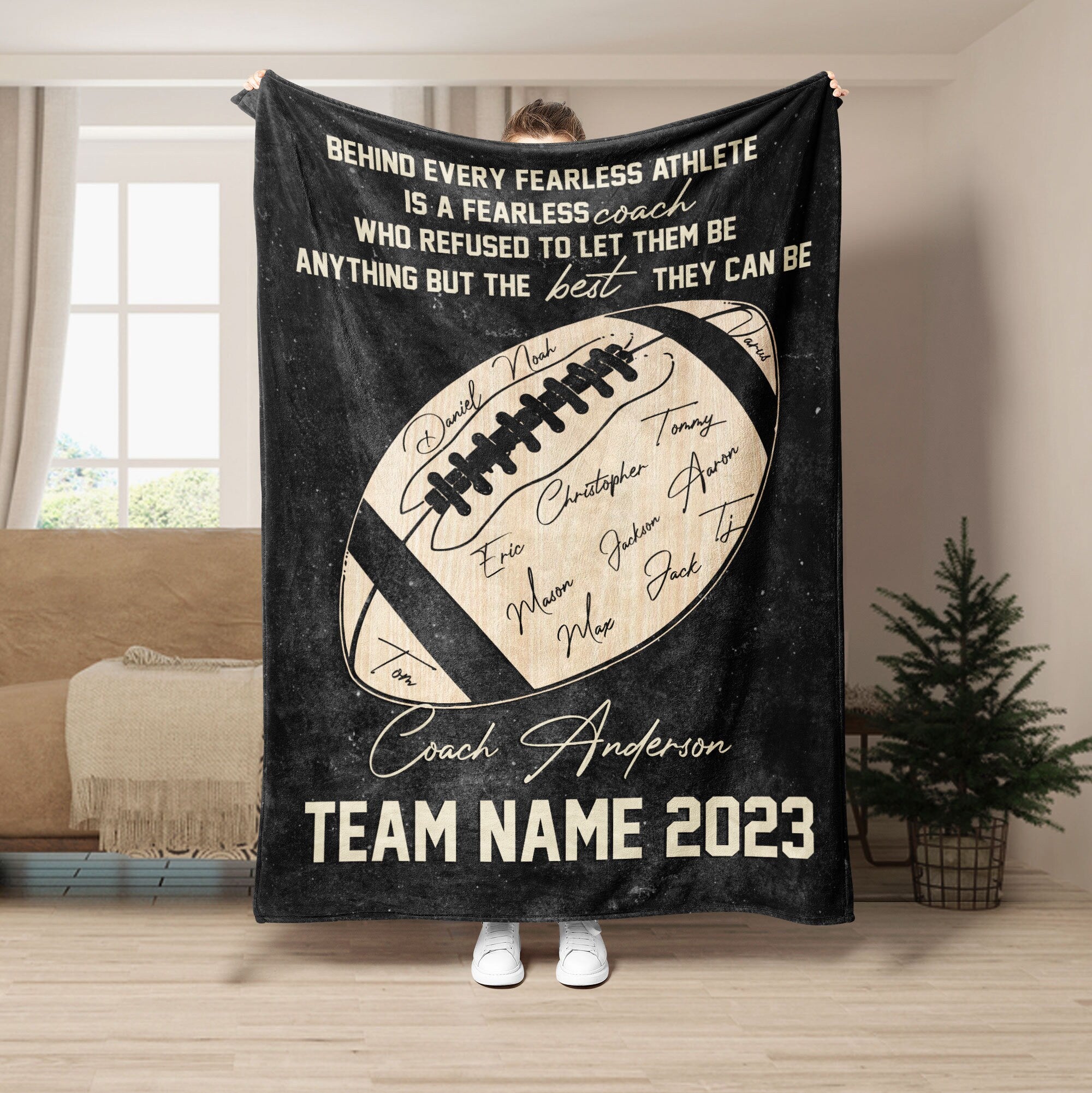 Petmytshirt Football Blanket Football Coach Blanket Custom Team Name Appreciation Gift for Coach
