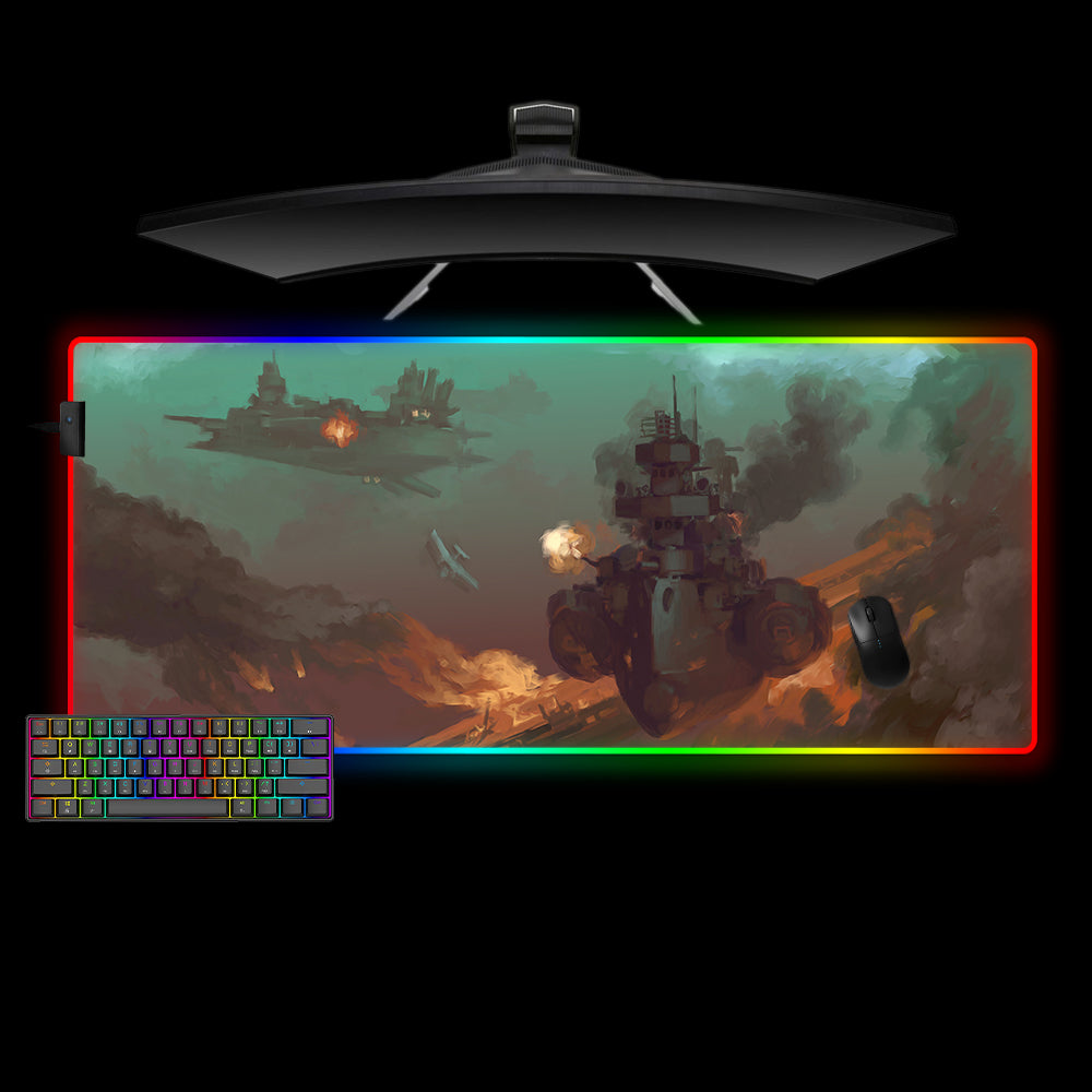 Allleftout Sci-Fi Battleship Design M-Xxl Size Rgb Gaming Mouse Pad, Computer Desk Mat