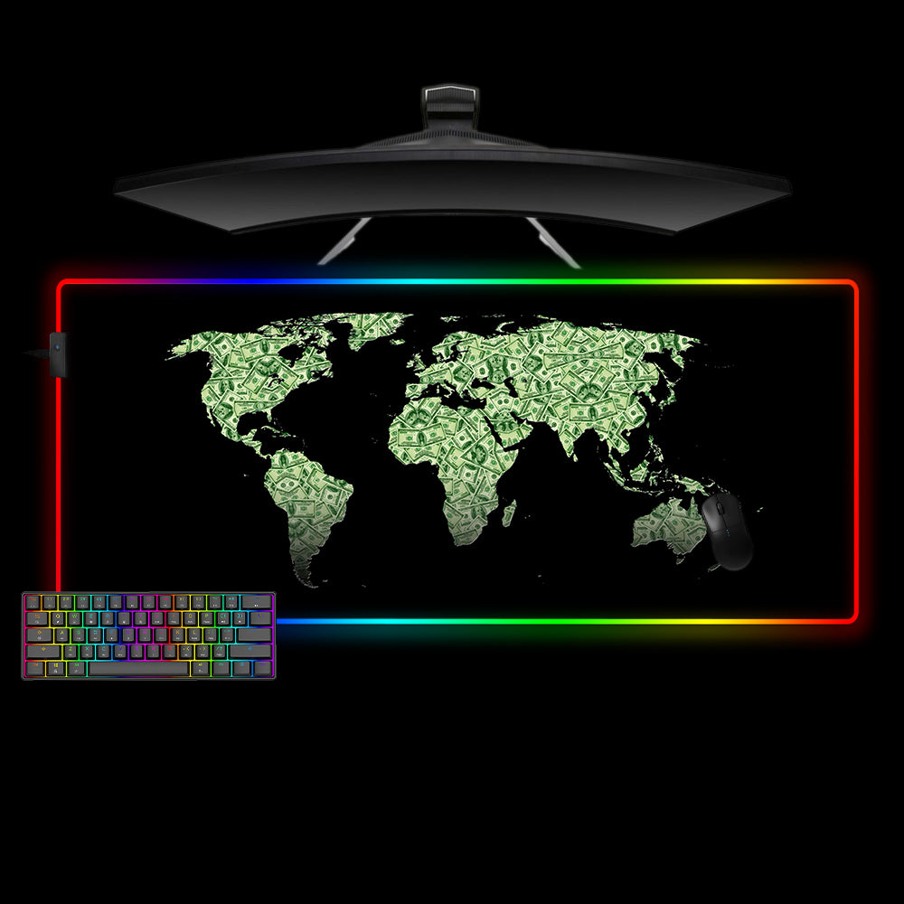 Allleftout Dollar Map Design M-Xxl Size Rgb Gaming Mouse Pad, Computer Desk Mat