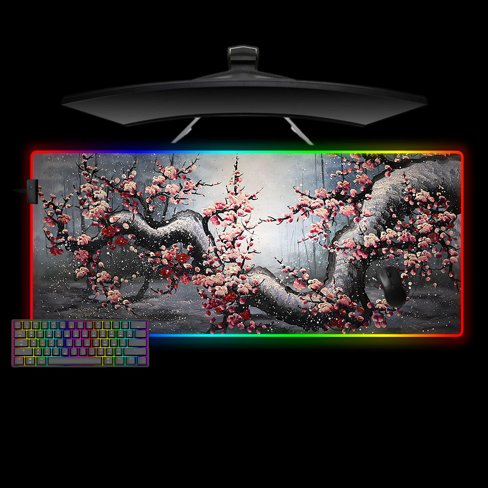Allleftout Cherry Blossom Branch Design M-Xxl Size Rgb Gaming Mouse Pad, Computer Desk Mat