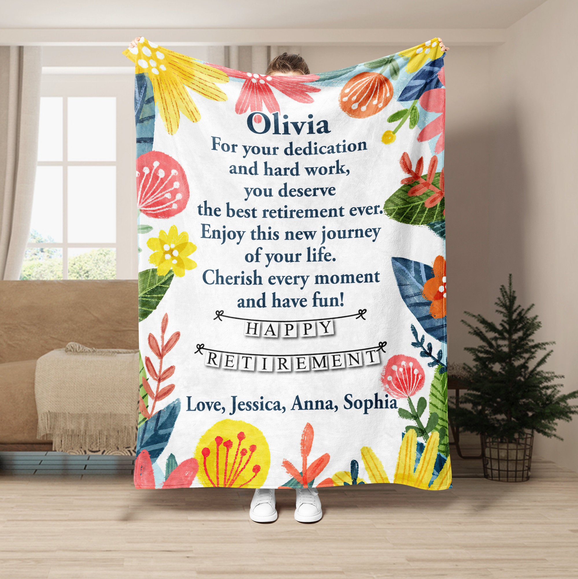 Petmytshirt Retirement Blanket Custom Name Retirement Gift For Grandma Mom Partner Co-worker