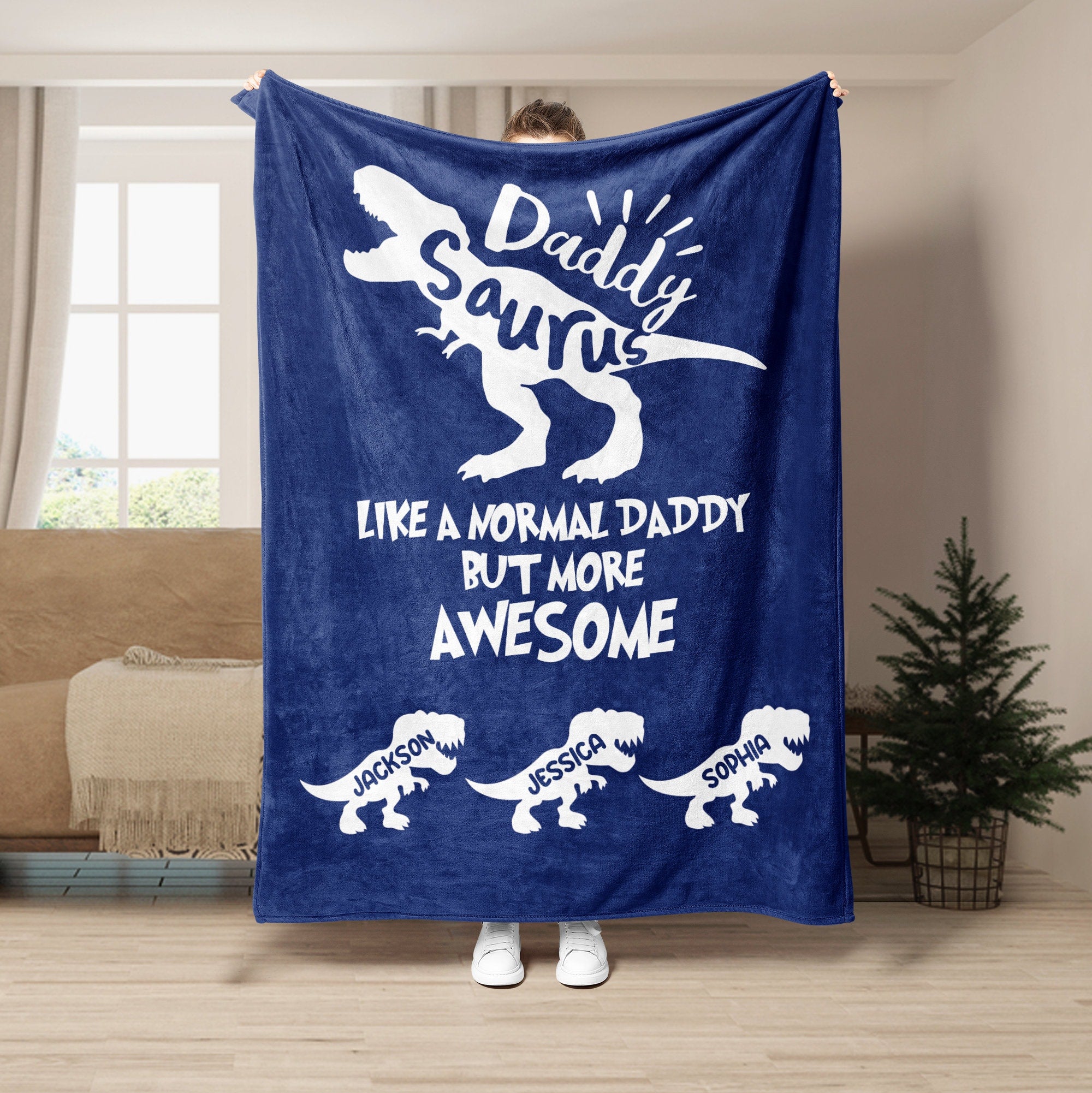 Petmytshirt Dad Blanket Dadasaurus Blanket Custom Funny