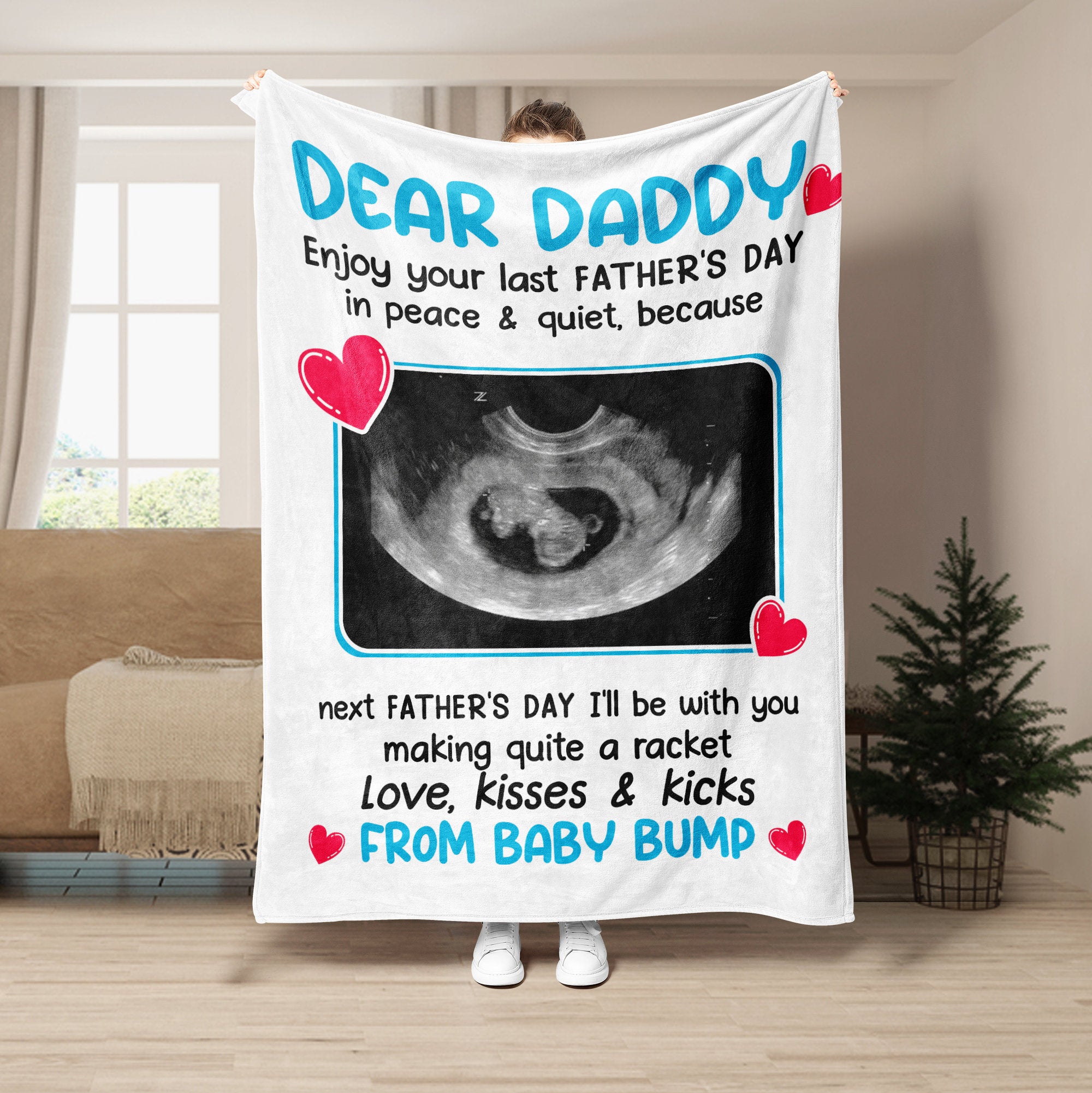 Petmytshirt Dad Blanket New Dad Blanket Custom Baby Ultrasound Soft Cozy Sherpa Fleece Throw Blankets