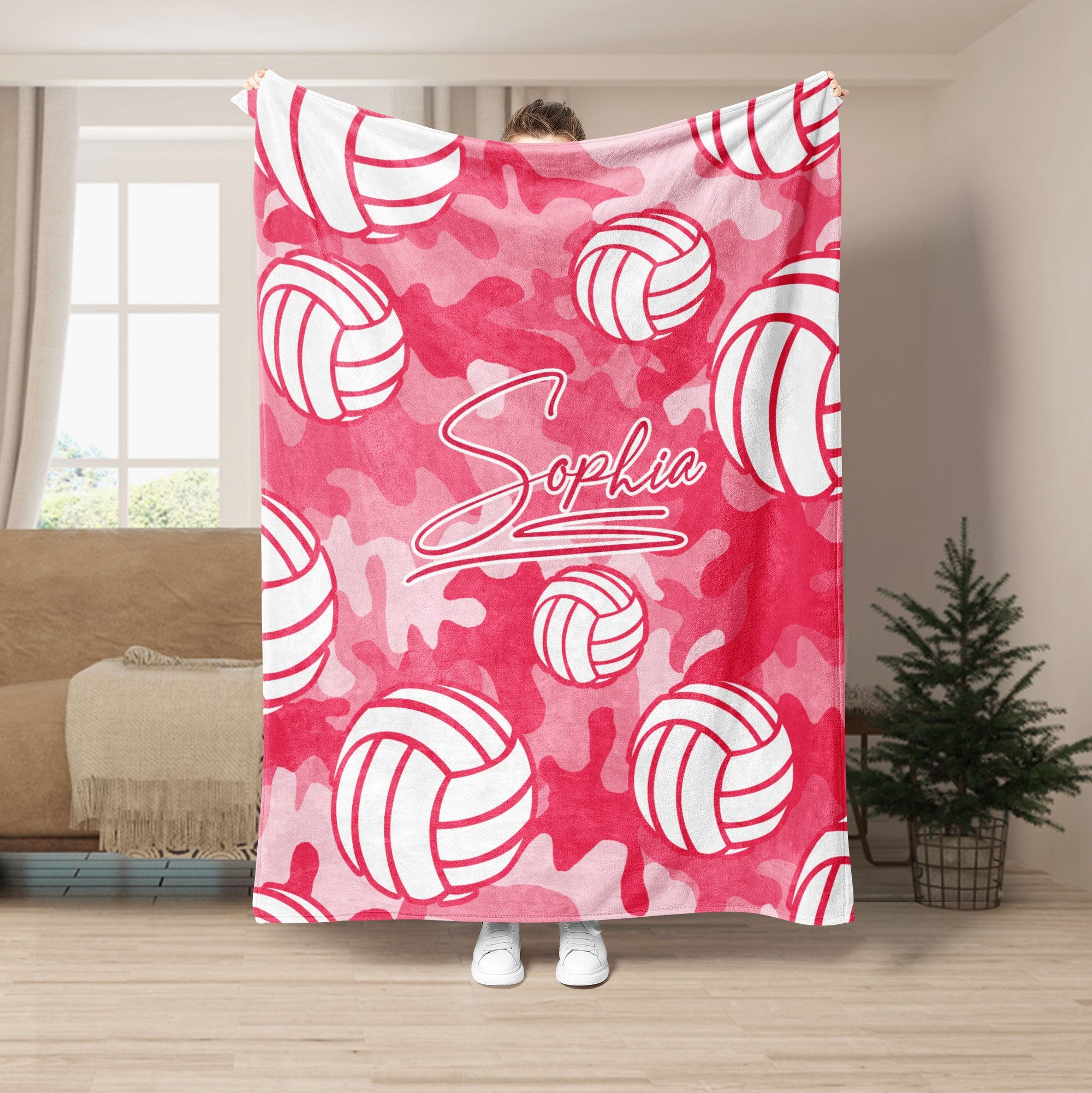 Petmytshirt Volleyball Blanket Custom Name Number Gift for Daughter Girlfriend Wife Mom Team