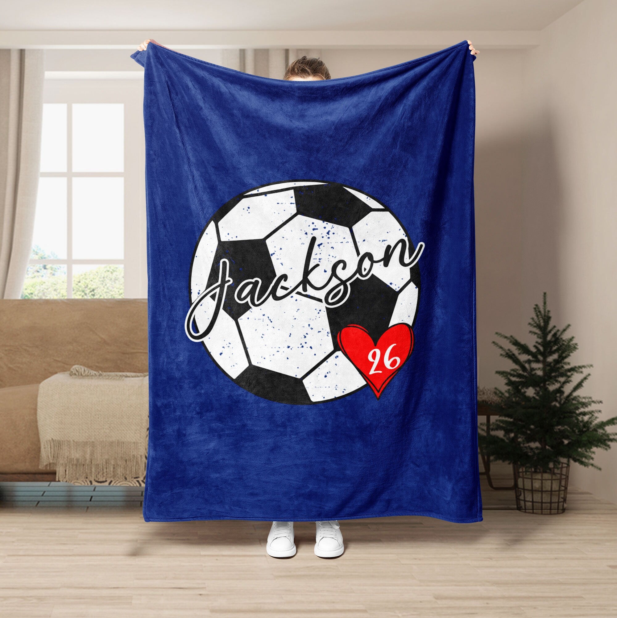Petmytshirt Soccer Blanket Custom Soccer Gift for Team Dad Husband Boyfriend Son Kids