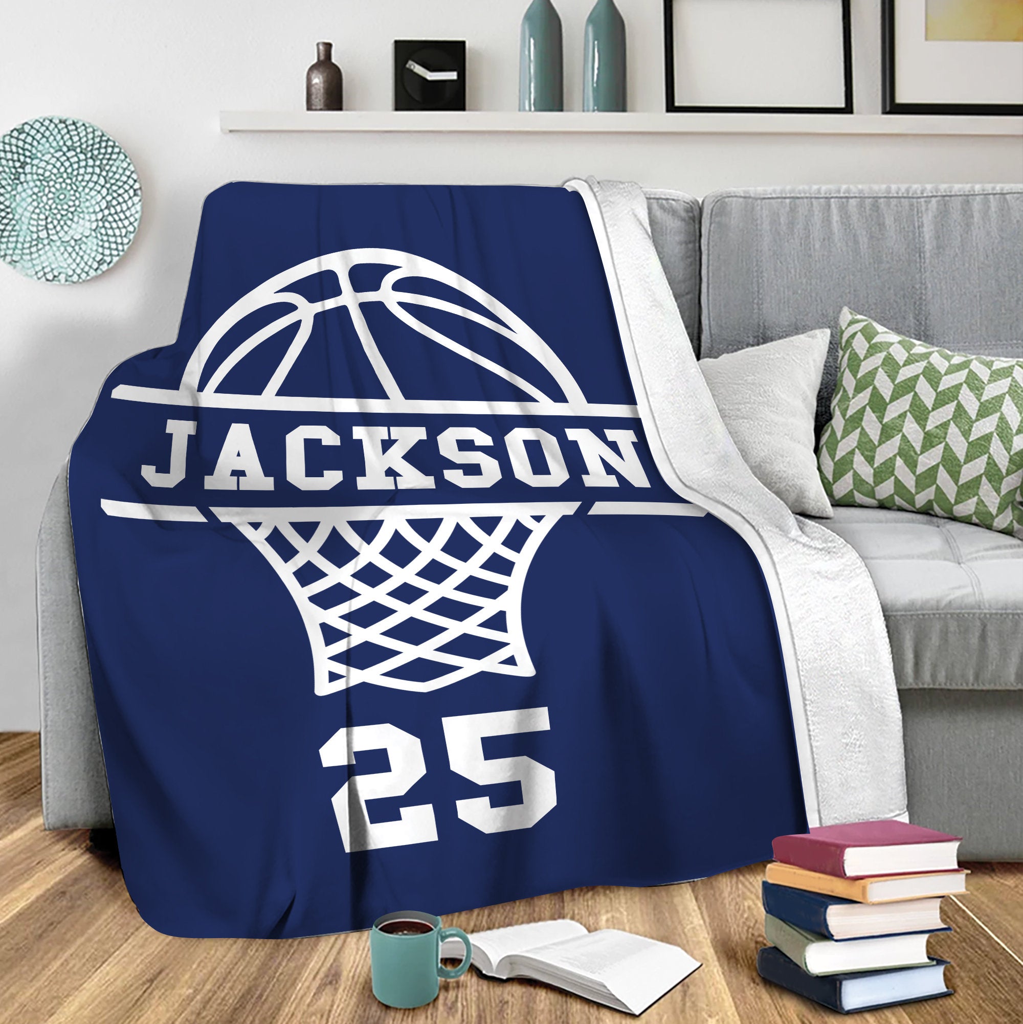 Petmytshirt Basketball Blanket Custom Name Basketball Gift for Dad Husband Boyfriend Son Kid