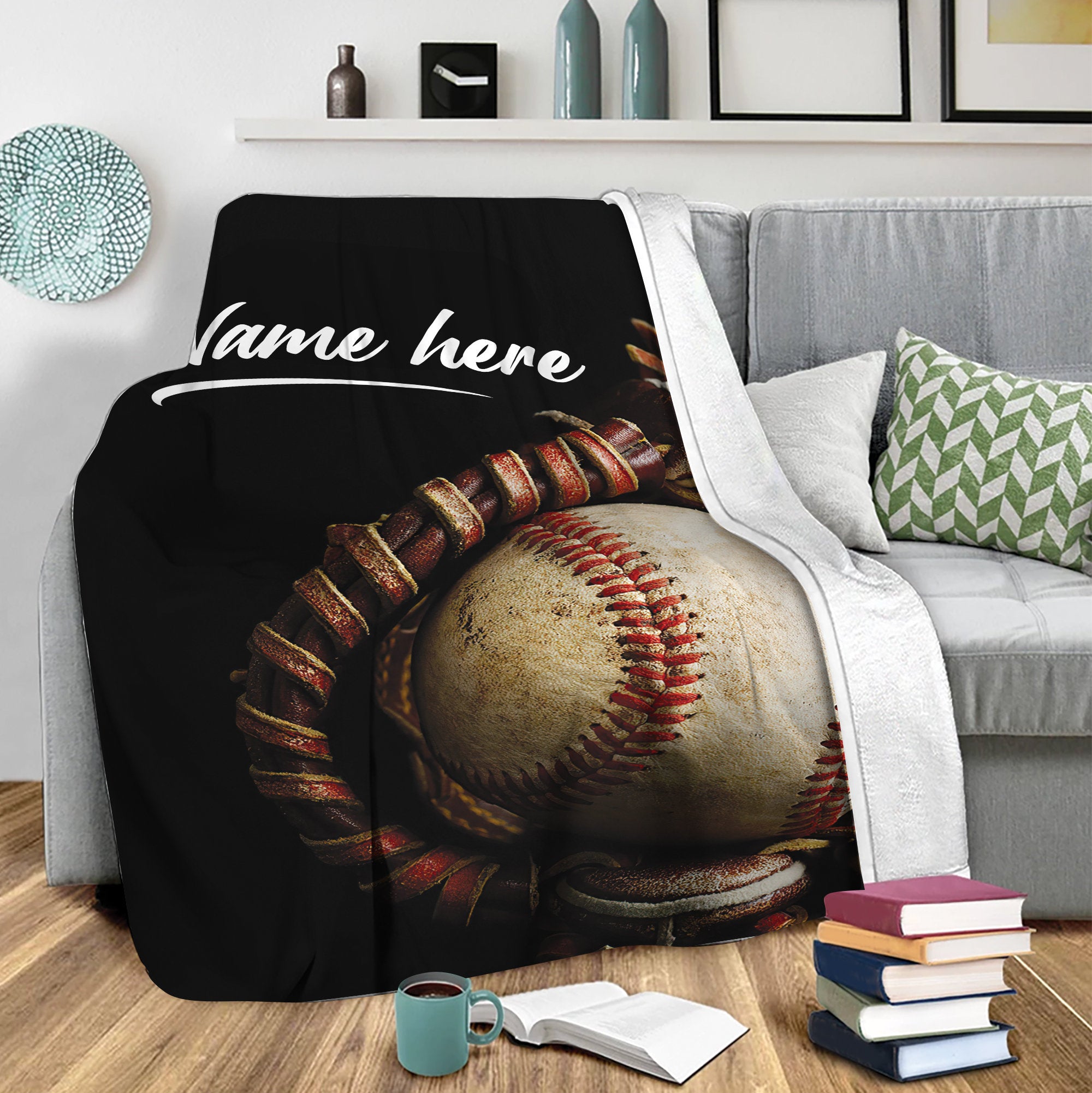 Petmytshirt Baseball Blanket Ball And Glove Custom Gift for Dad Husband Boyfriend Son Kid