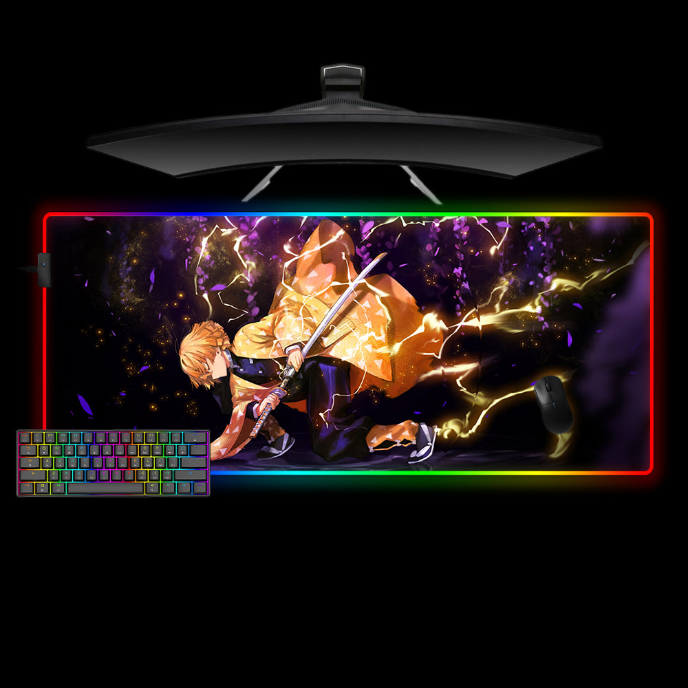 Allleftout Demon Slayer Zenitsu Agatsuma Design M-Xxl Size Rgb Gaming Mouse Pad, Computer Desk Mat