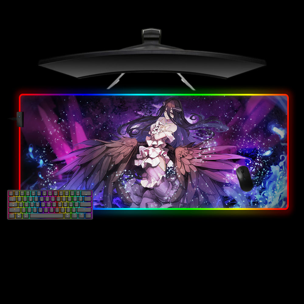 Allleftout Overlord Albedo Wings Design M-Xxl Size Rgb Gaming Mouse Pad, Computer Desk Mat