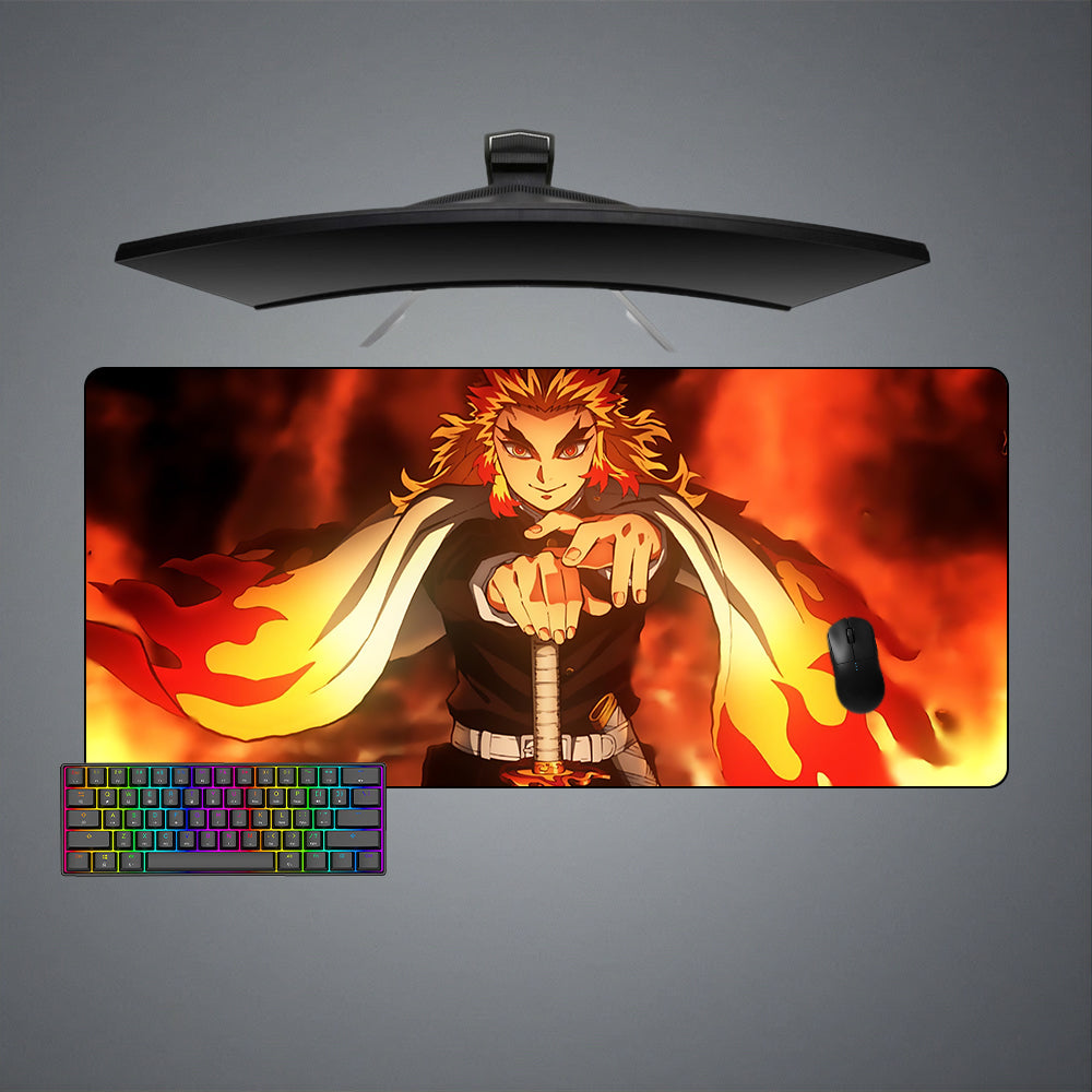Allleftout Demon Slayer Rengoku Fire Design M-Xxl Size Gaming Mouse Pad, Computer Desk Mat