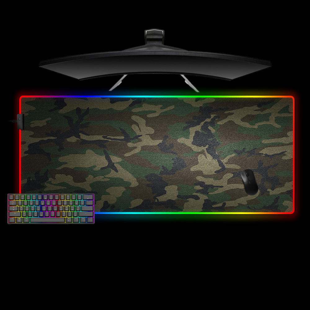 Allleftout Dark Woodland Camouflage Design M-Xxl Size Rgb Gaming Mouse Pad, Computer Desk Mat