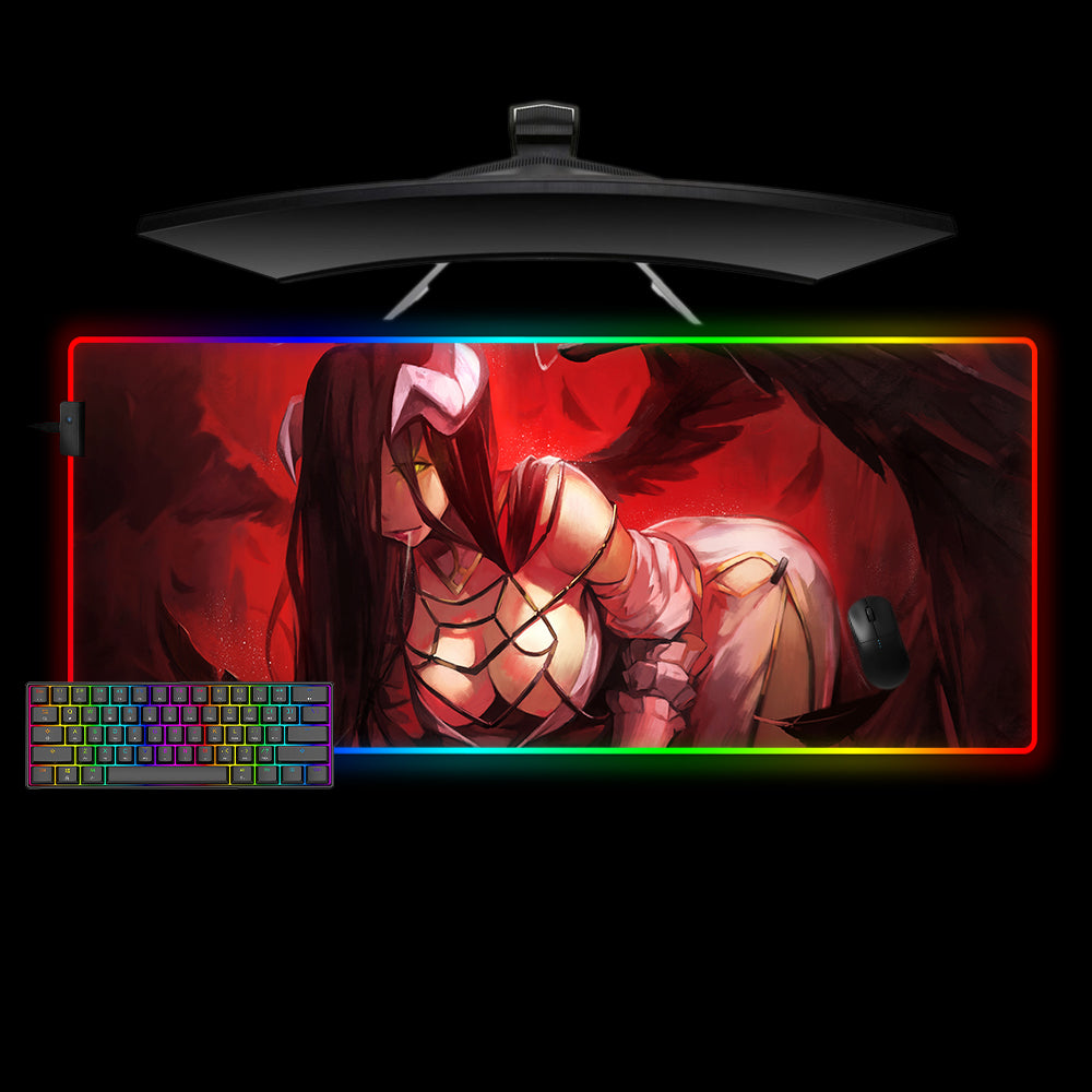 Allleftout Overlord Albedo Red Design M-Xxl Size Rgb Gaming Mouse Pad, Computer Desk Mat