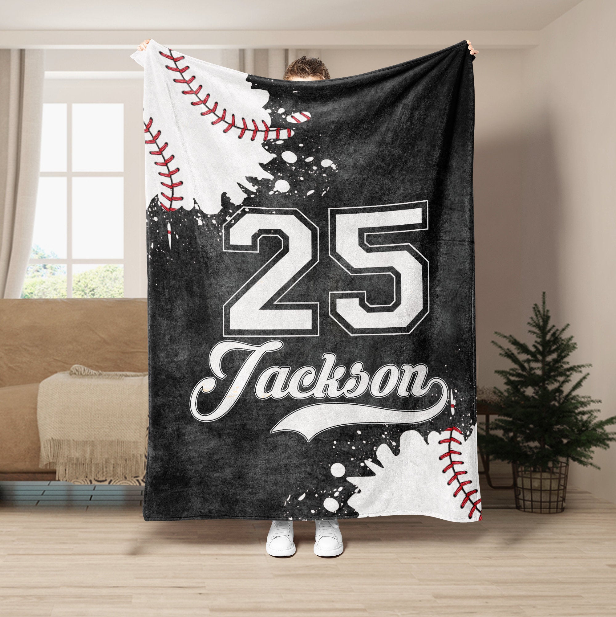 Petmytshirt Baseball Blanket Baseball Watercolor Custom Gift for Dad Husband Boyfriend Son Kid