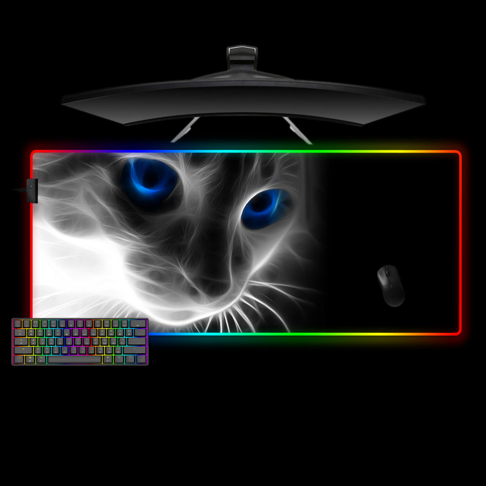 Allleftout Cat Negative Design M-Xxl Size Rgb Gaming Mouse Pad, Computer Desk Mat