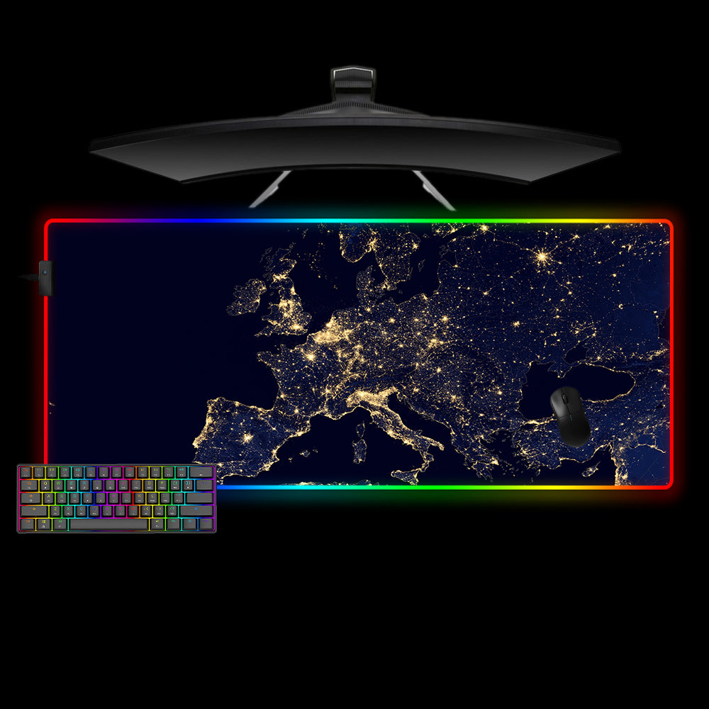 Allleftout Europe From Space Design M-Xxl Size Rgb Gaming Mouse Pad, Computer Desk Mat