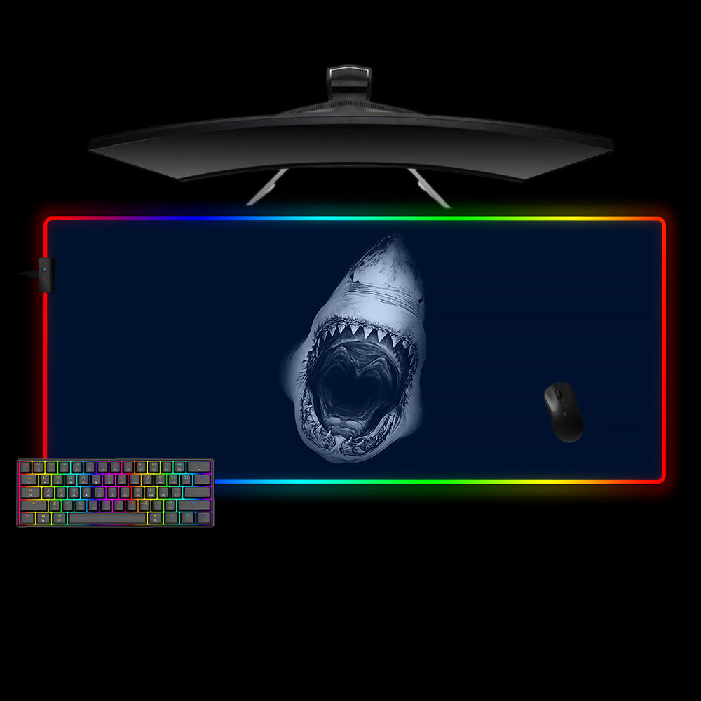 Allleftout Shark Bite Design M-Xxl Size Rgb Gaming Mouse Pad, Computer Desk Mat