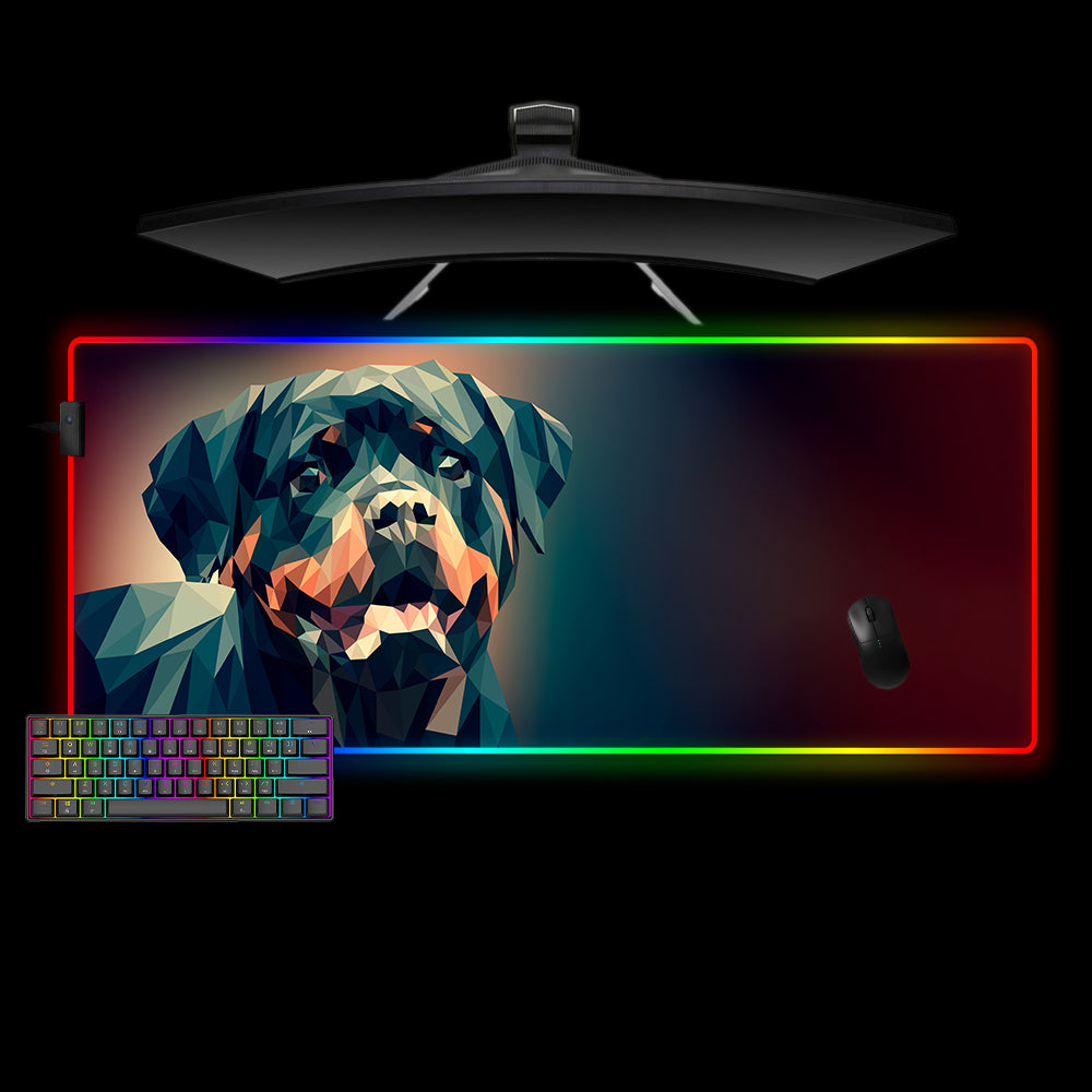 Allleftout Low Poly Rottweiler Design M-Xxl Size Rgb Gaming Mouse Pad, Computer Desk Mat