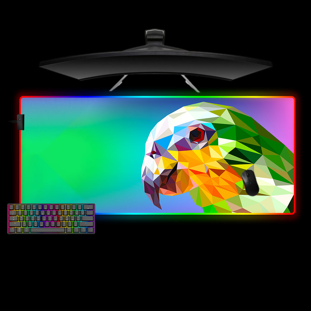Allleftout Low Poly Green Parrot Design M-Xxl Size Rgb Gaming Mouse Pad, Computer Desk Mat