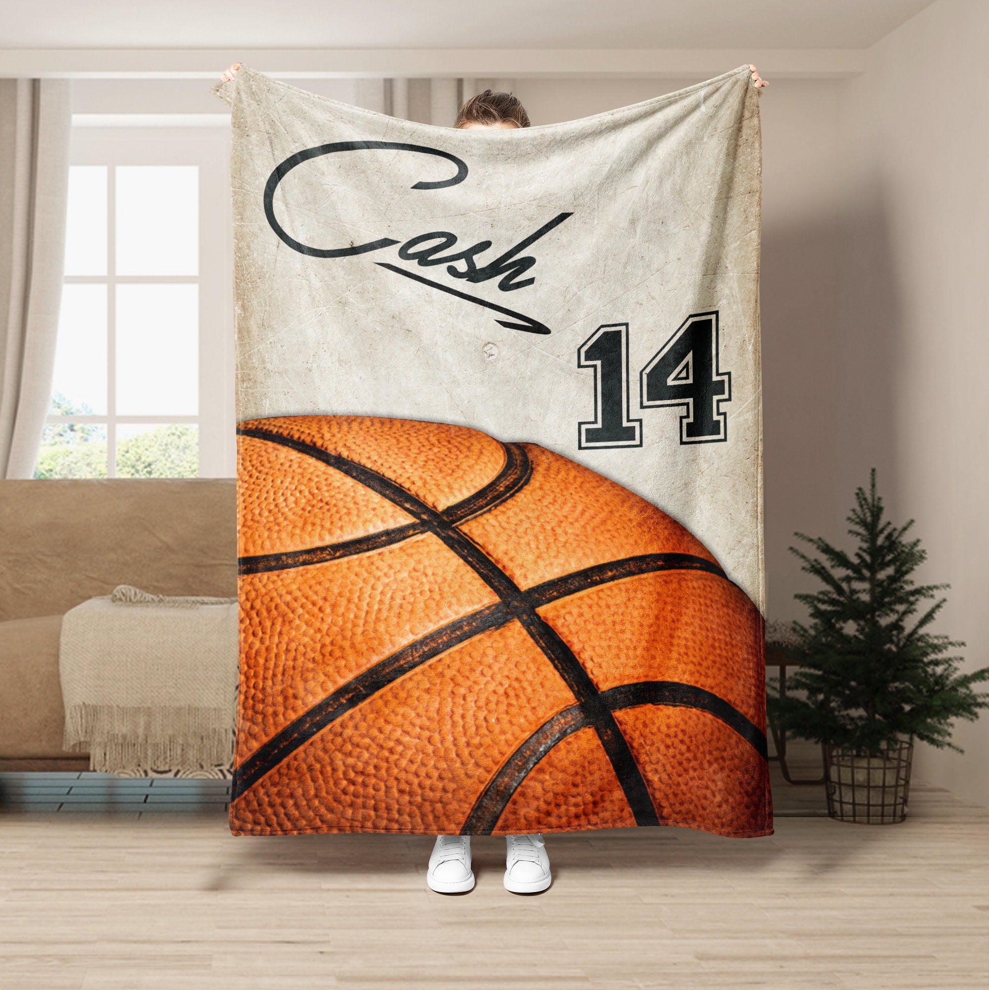 Petmytshirt Basketball Blanket Vintage Ball Soft Sherpa Fleece Throw Blankets Custom Basketball Gift for Dad Husband Boyfriend Son