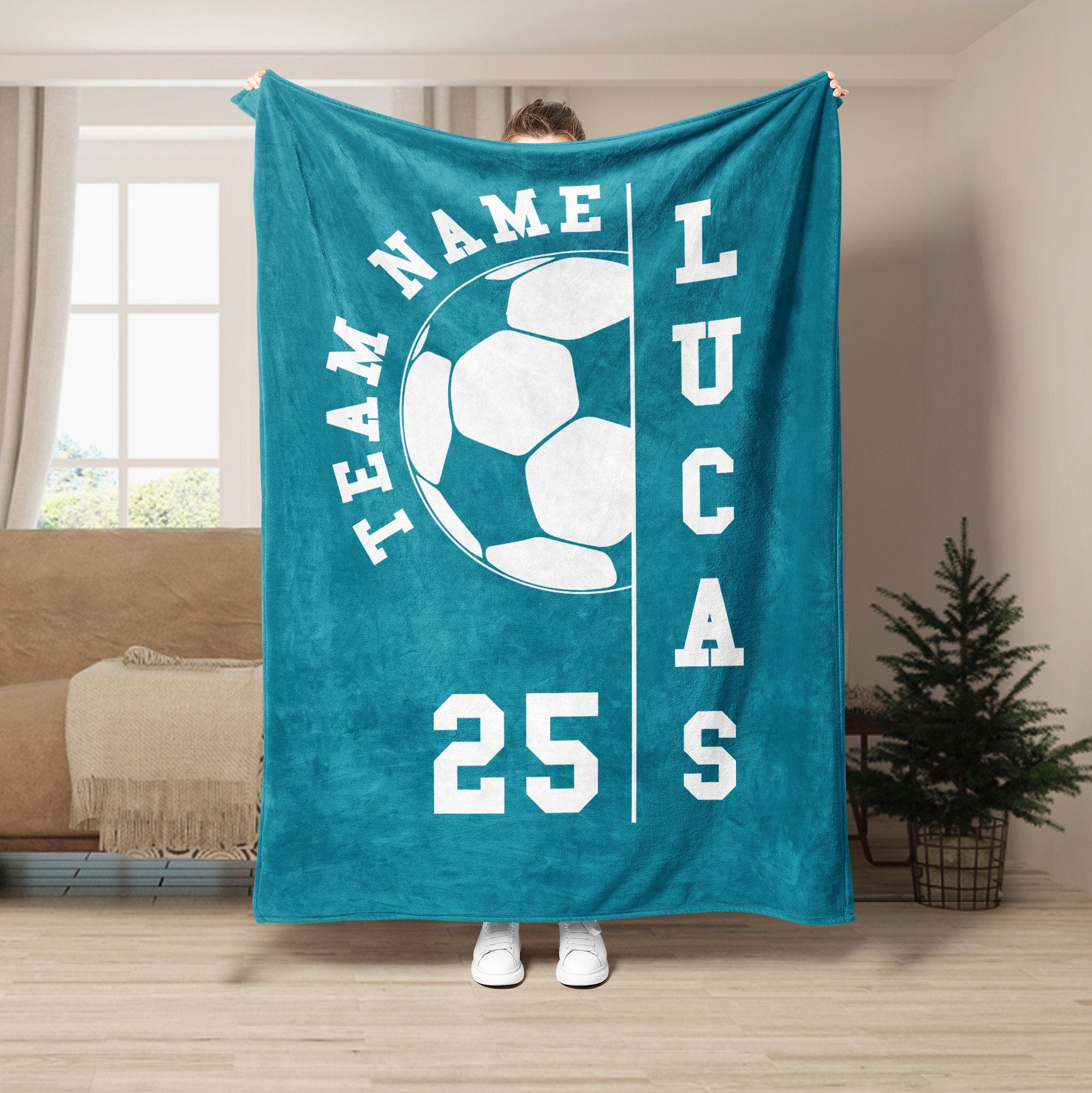 Petmytshirt Soccer Blanket Soccer Team Custom Soccer Gift for Dad Husband Boyfriend Son Kid