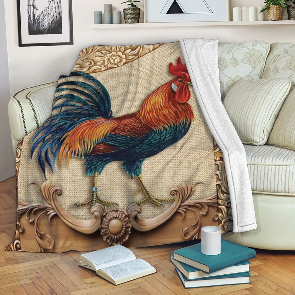 Chicken Blanket Farm Animal Chicken Rooster Vintage Pattern Farmer Sherpa Fleece Blanket Soft Cozy Plush Throw Blanket