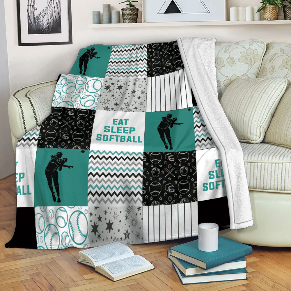 Softball Blanket Softball Girl Pitcher Player Fan Patchwork Sherpa Fleece Blanket Soft Cozy Plush Throw Blanket