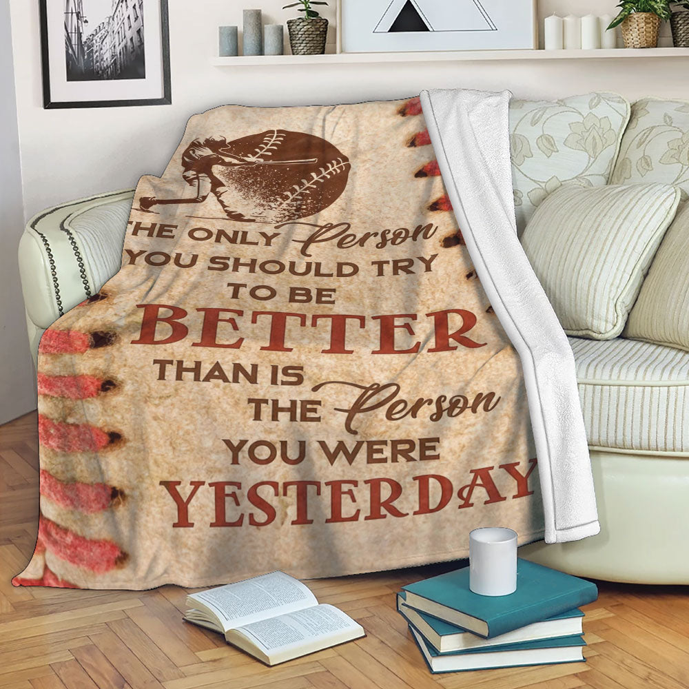 Baseball Blanket Baseball Player Try To Be Better Sherpa Fleece Blanket Soft Cozy Plush Throw Blanket