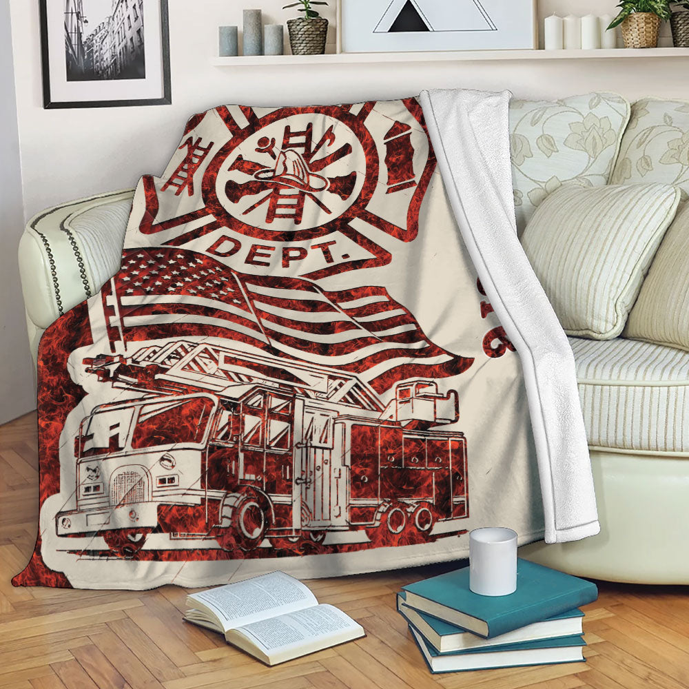 Petmytshirt Firefighter Blanket Firefighter Fire Truck Thin Red Line Sherpa Fleece Blanket Custom Name Soft Cozy Plush Throw Blanket