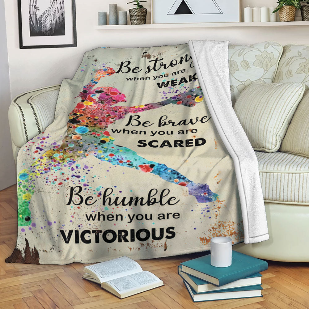 Petmytshirt Softball Blanket Be Strong Be Brave Be Humble Sherpa Fleece Blanket Custom Name Soft Cozy Plush Throw Blanket