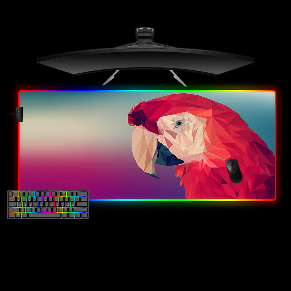 Allleftout Low Poly Red Parrot Design M-Xxl Size Rgb Gaming Mouse Pad, Computer Desk Mat