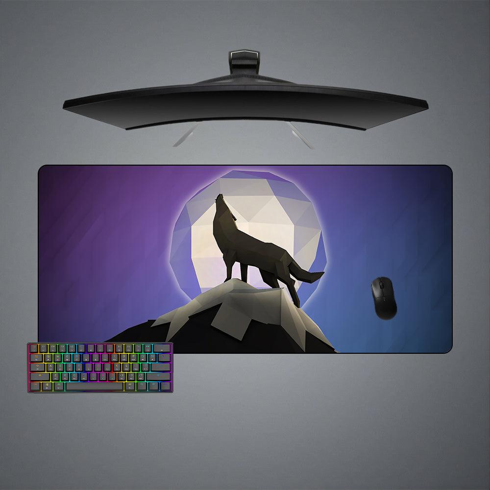 Allleftout Low Poly Howling Wolf Design M-Xxl Size Gaming Mouse Pad, Computer Desk Mat