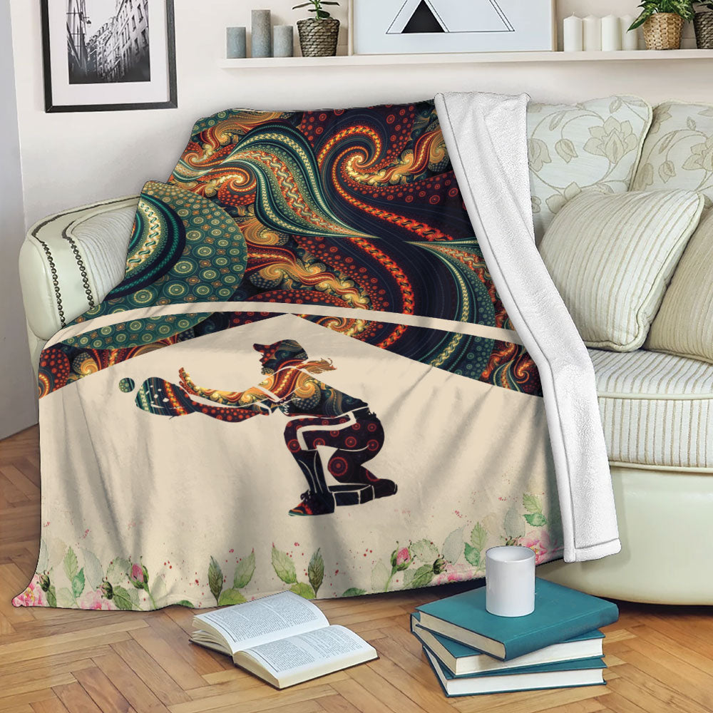 Softball Blanket Softball Player Mandala Unique Gifts Sherpa Fleece Blanket Soft Cozy Plush Throw Blanket