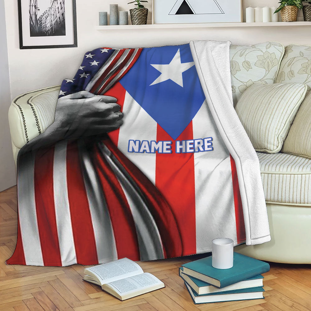 Petmytshirt Puerto Rico Blanket Puerto Rico Flag Striped Star American Us Flag Sherpa Fleece Blanket Soft Cozy Plush Throw Blanket