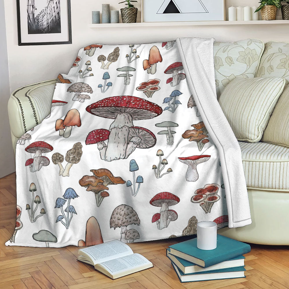Mushroom Blanket Love Mushroom Floral Pattern For Mushrooms Lover Sherpa Fleece Blanket Soft Cozy Plush Throw Blanket