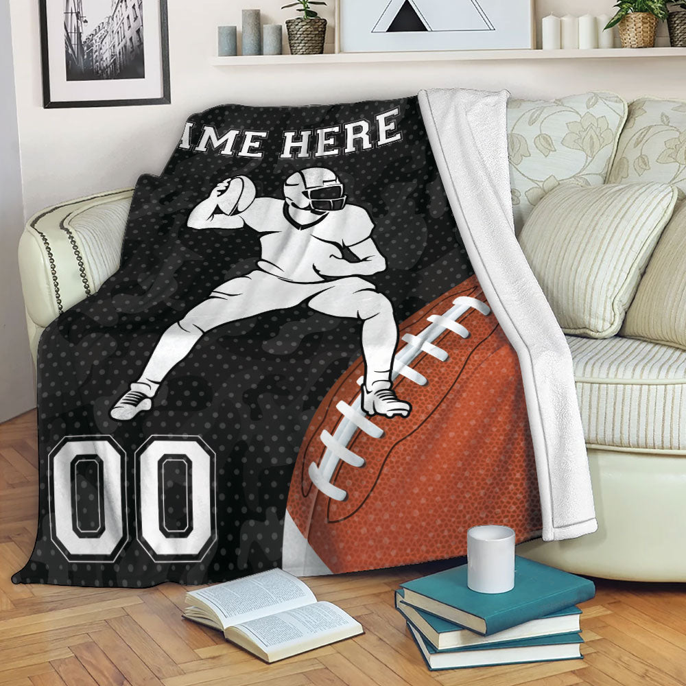 Petmytshirt Football Blanket American Football Player Sherpa Fleece Blanket Soft Cozy Plush Throw Blanket For Boy Son Kid Husband