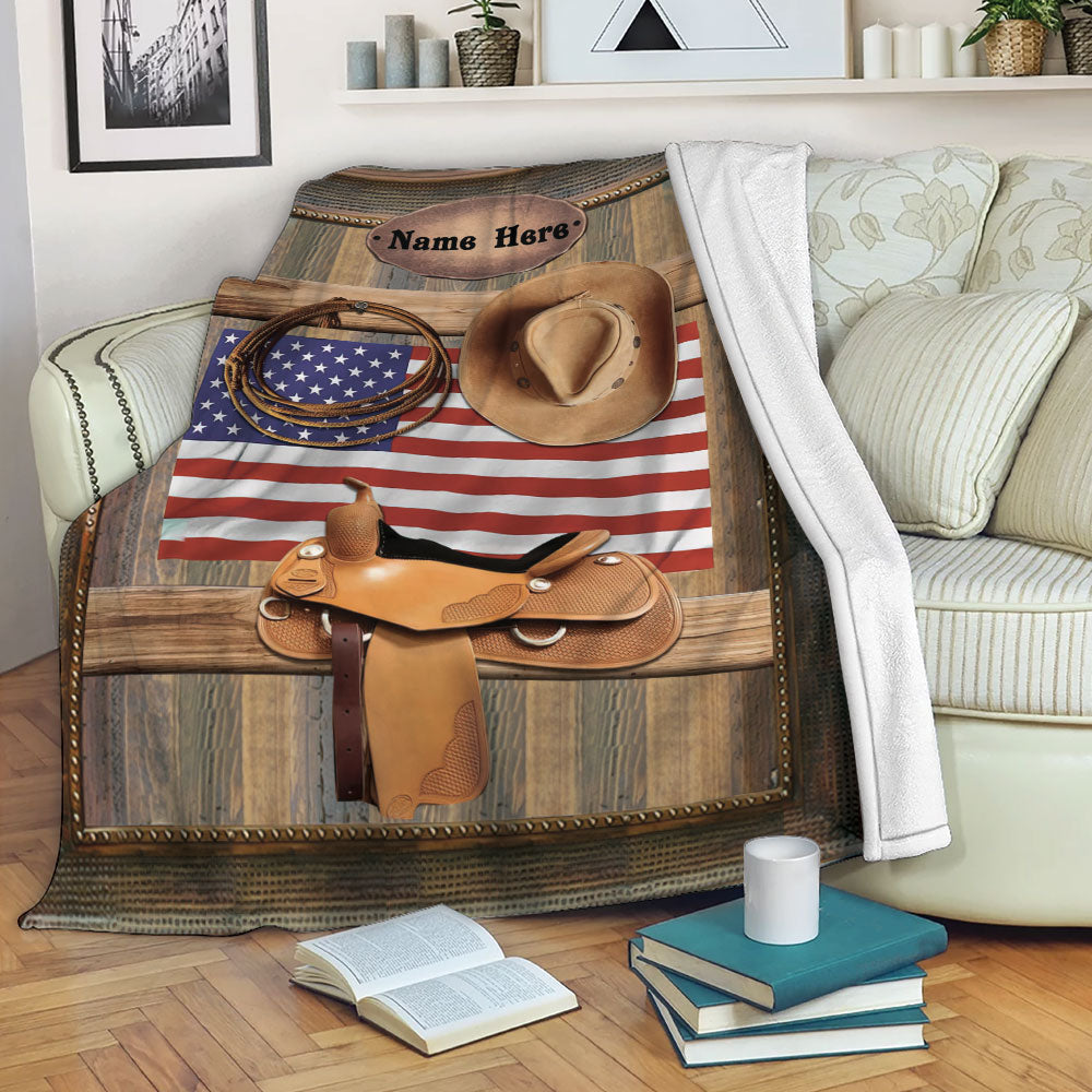 Petmytshirt Cowboy Blanket Hat And Boots Sherpa Fleece Blanket Custom Name Soft Cozy Plush Throw Blanket For Cowboy Cowgirl