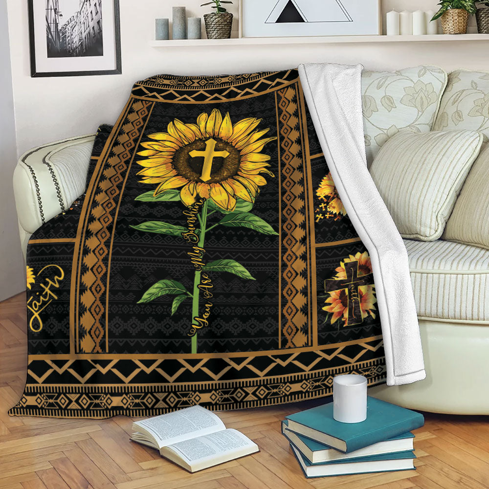 Sunflower Blanket Sunflower and Jesus Cross Sherpa Fleece Blanket Soft Cozy Plush Throw Blanket For Women Girl Wife Kid