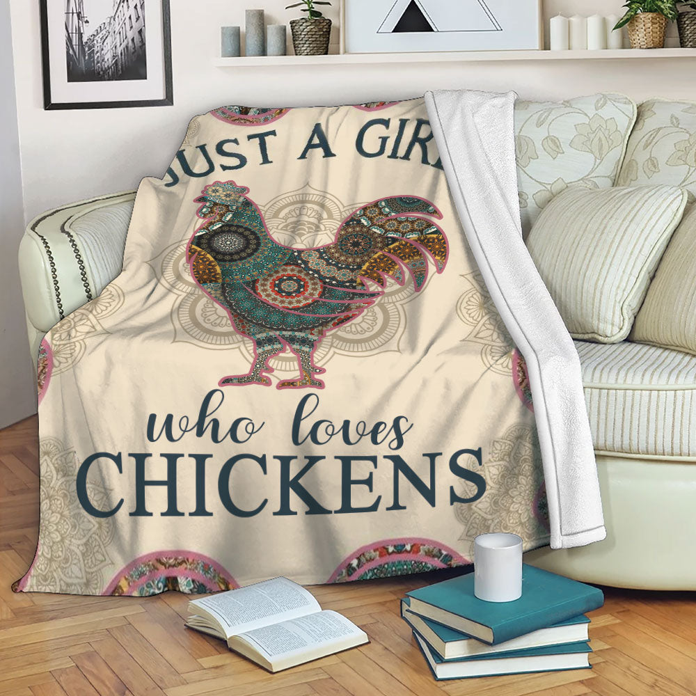 Petmytshirt Chicken Blanket Just A Girl Who Loves Chicken Roaster Sherpa Fleece Blanket Custom Name Soft Cozy Plush Throw Blanket