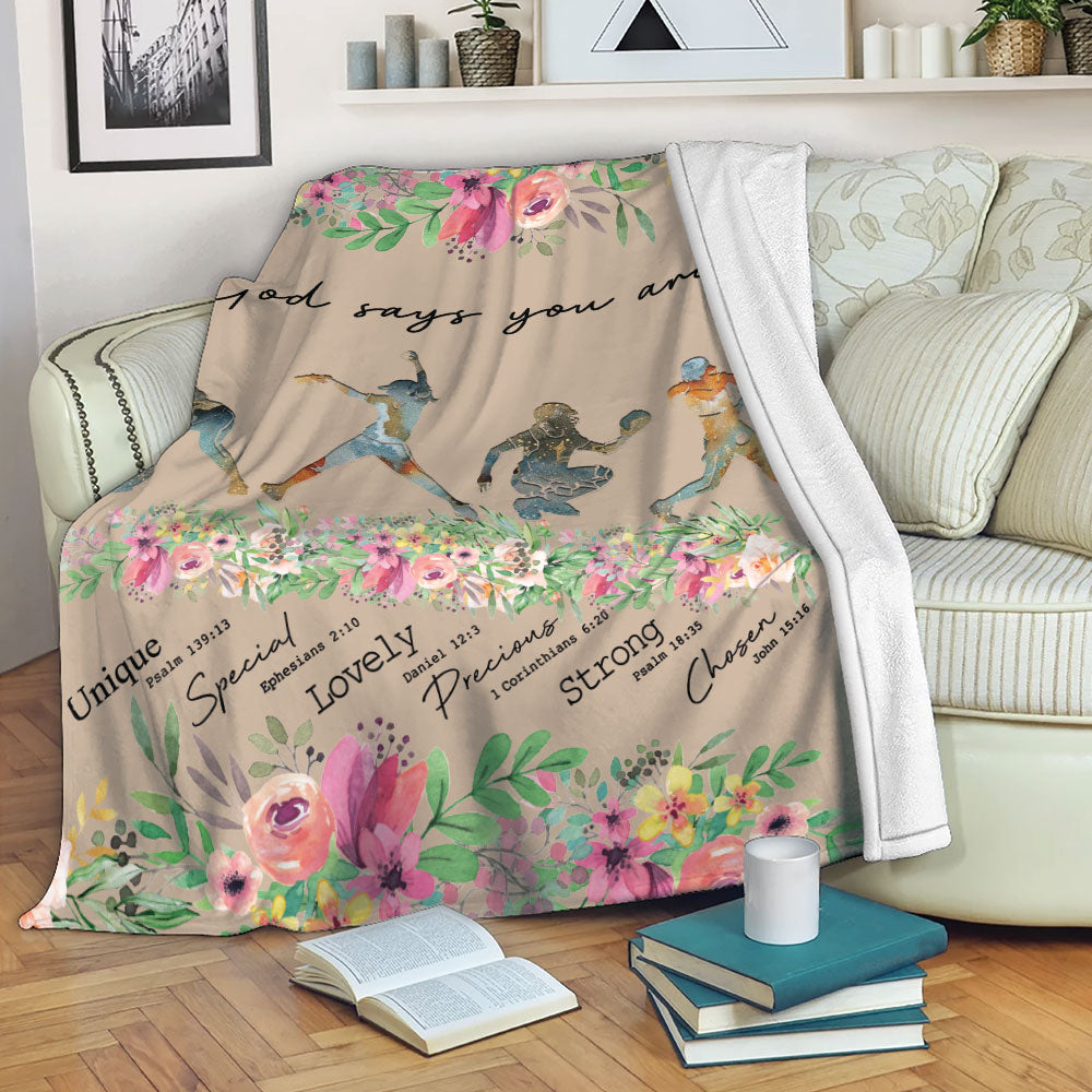 Petmytshirt Softball Blanket God Says You Are Sherpa Fleece Blanket Custom Name Soft Cozy Plush Throw Blanket