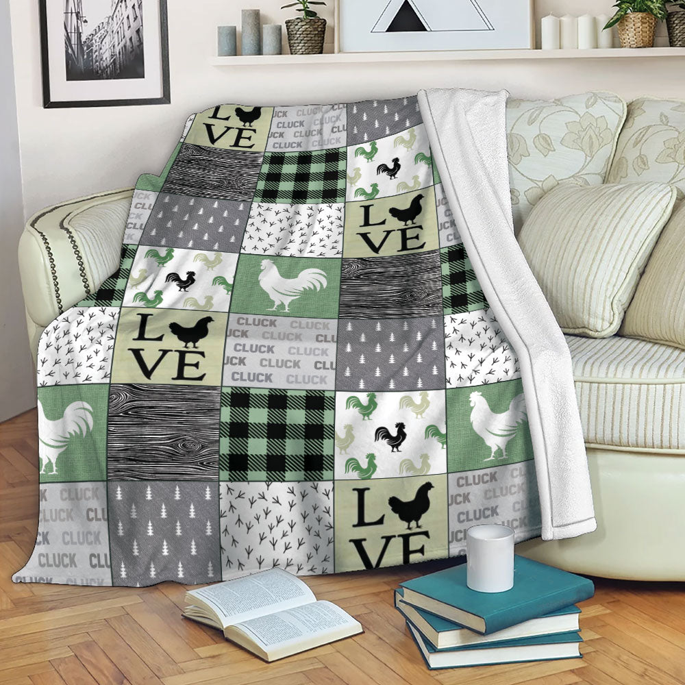 Petmytshirt Chicken Blanket Love Chicken Roaster Patchwork Pattern Sherpa Fleece Blanket Custom Name Soft Cozy Plush Throw Blanket