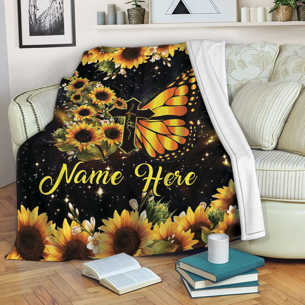 Petmytshirt Sunflower Blanket Sunflower and Butterfly Sherpa Fleece Blanket Soft Cozy Plush Throw Blanket For Women Girl Wife